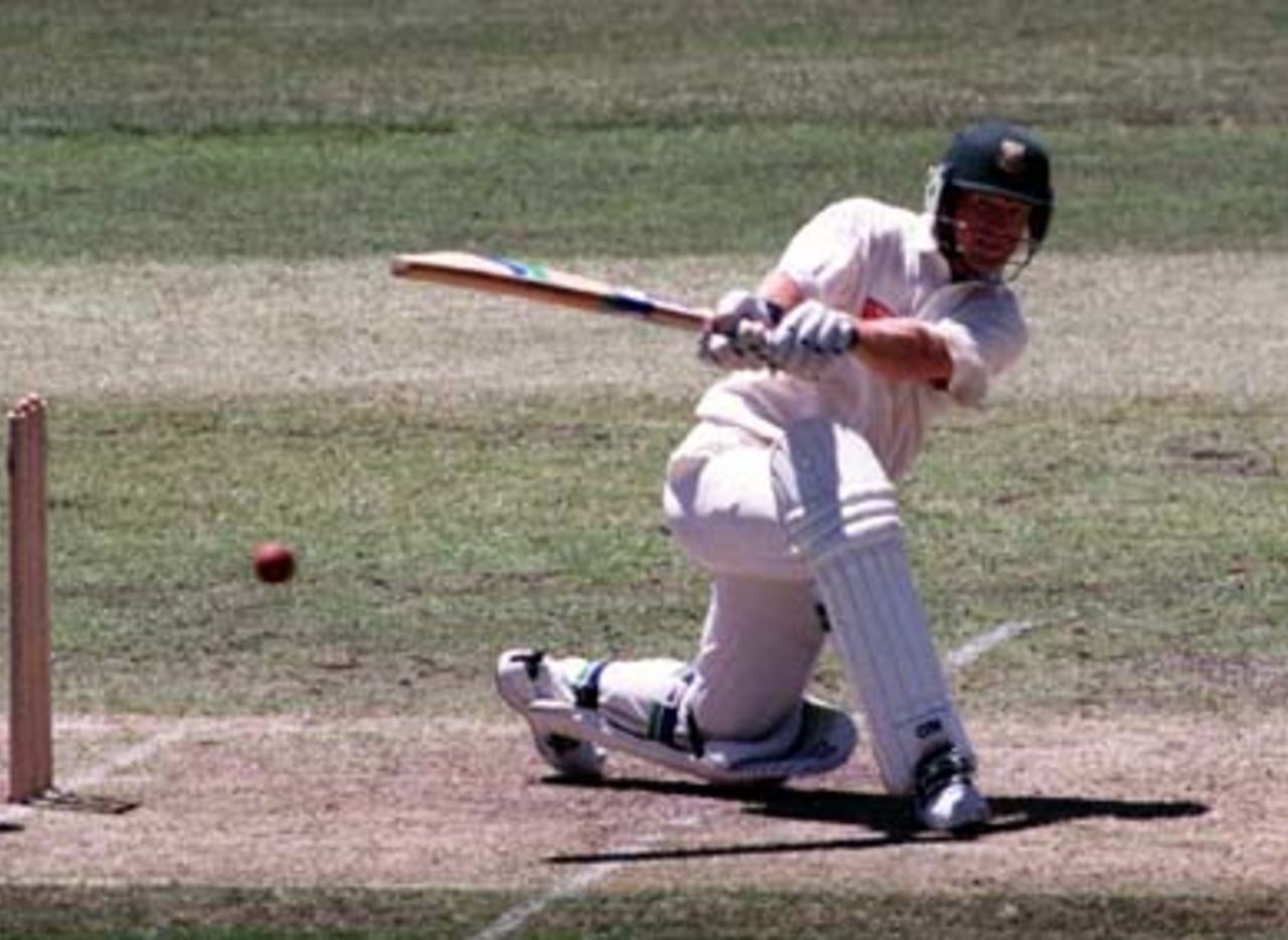 Jonty Rhodes reverse sweeps ...South Africans v Prime Minister's XI, Canberra December 2nd 1997