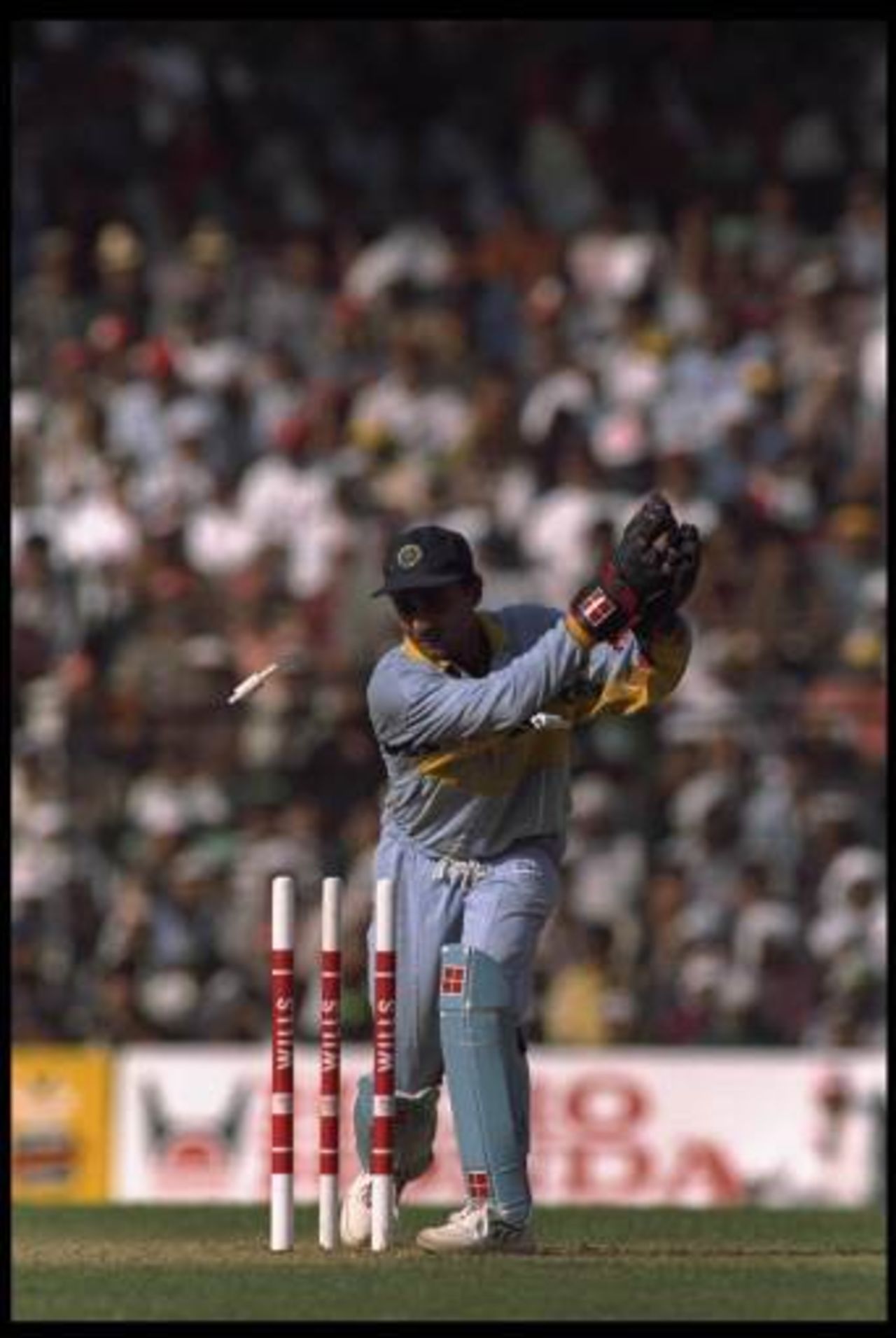 Nayan Mongia in action in the game against Australia during the 1996 World Cup  in Bombay, India