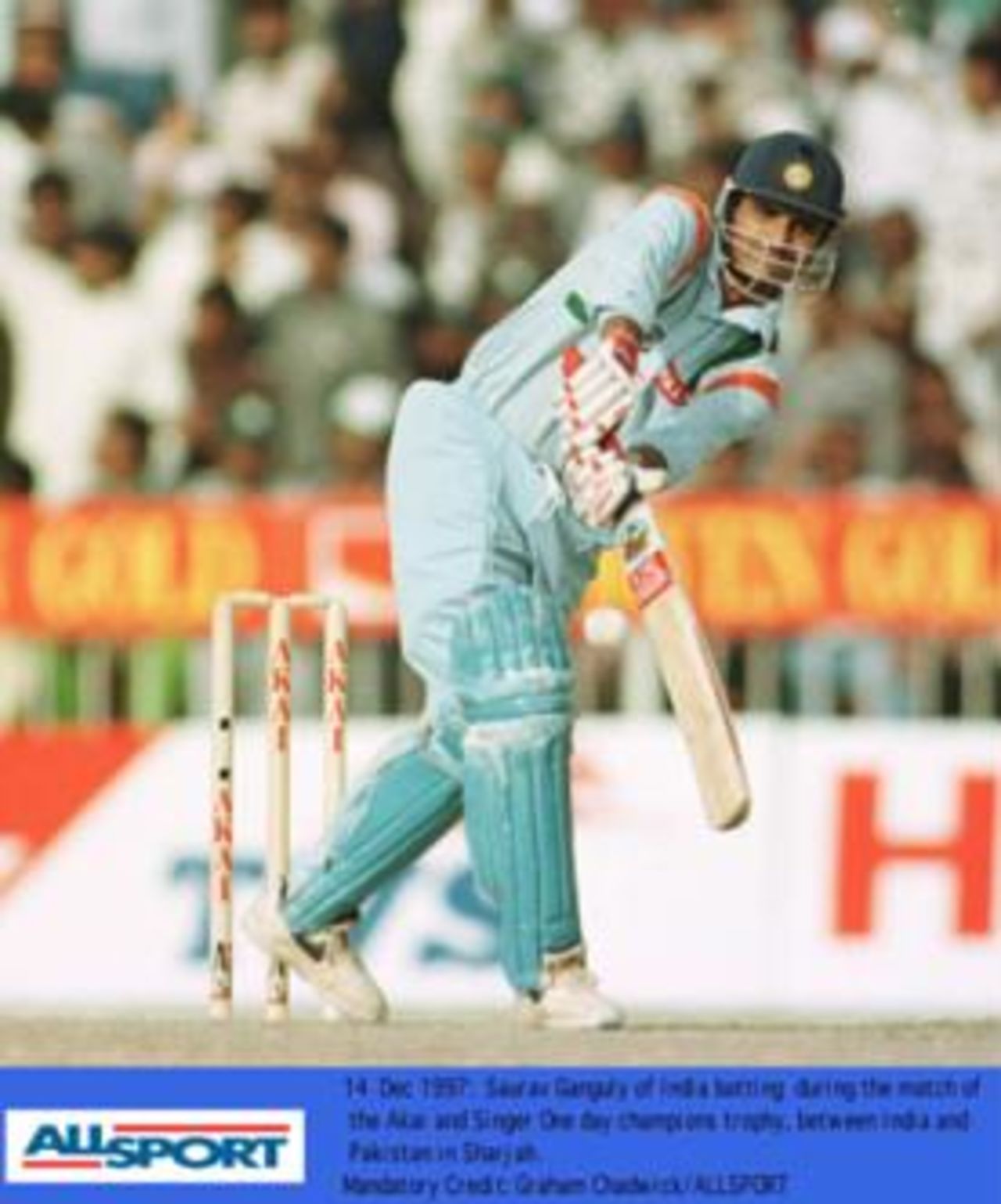 Saurav Ganguly is all determination, during the India Pakistan match, Dec 1997, Sharjah
