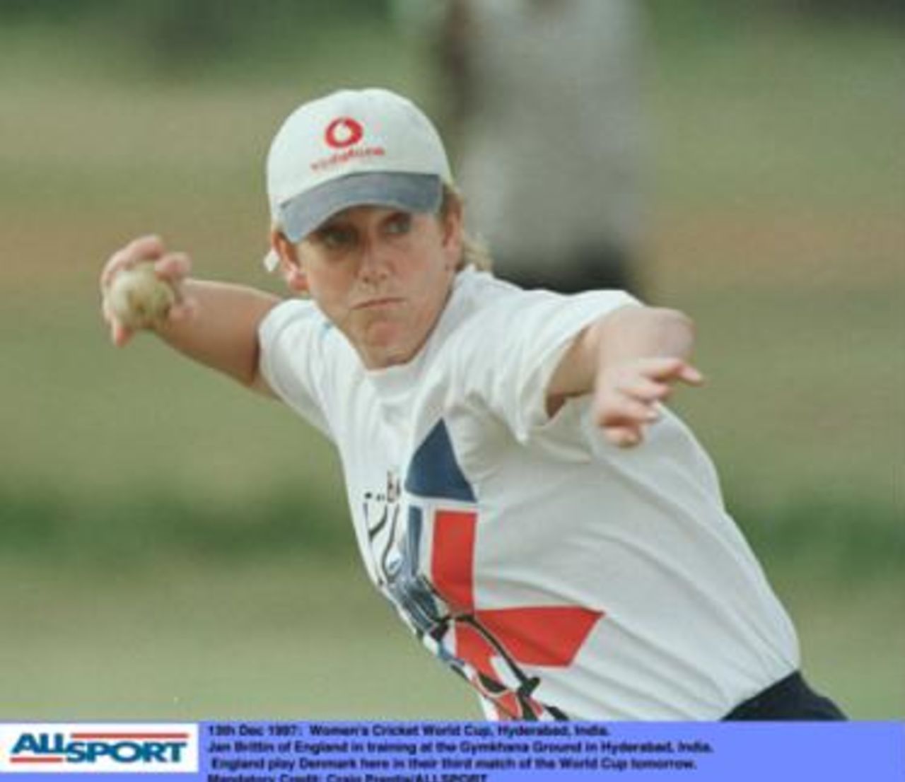 Women's World Cup India, Dec 1997 Jan Brittin at practice, Hyderabad