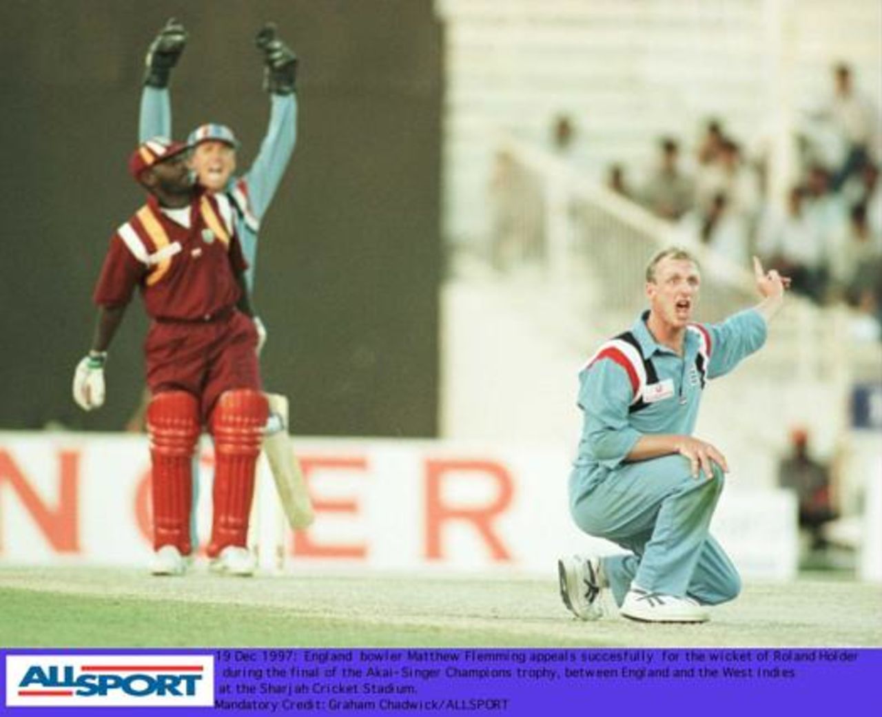 Champion's Trophy Dec 1997 Final, England v West Indies, Holder lbw b Fleming