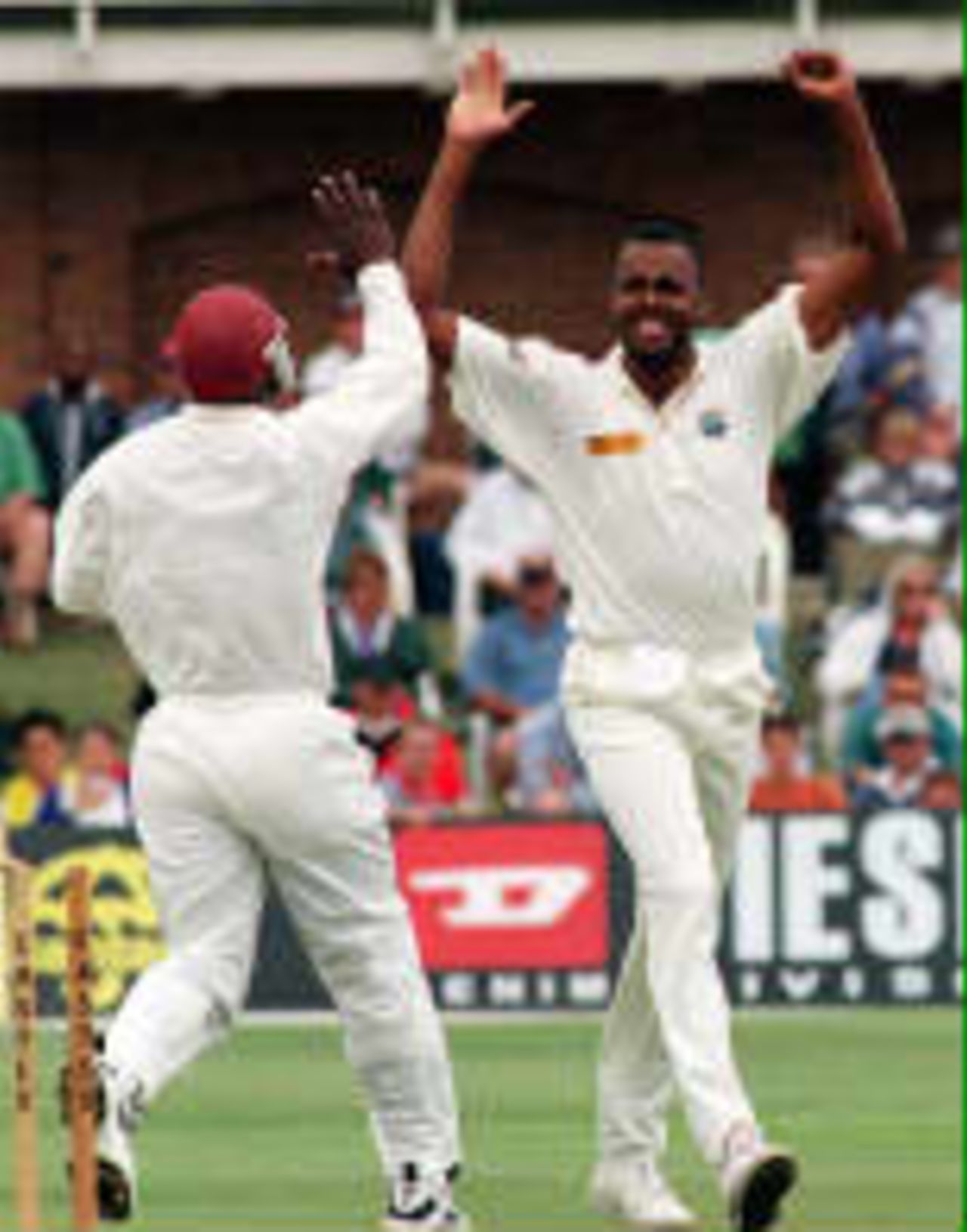 Walsh celebrates his dismissal of Gibbs West Indies in South Africa, 1998/99, 2nd Test South Africa v West Indies St George's Park, Port Elizabeth 10 December 1998 (5-day match)