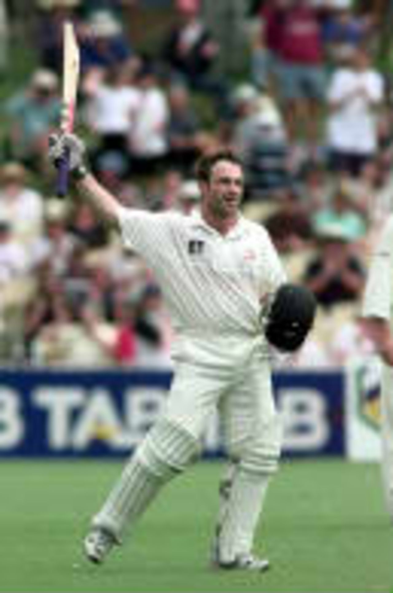 Slater celebrates his century The Ashes, 1998/99, 3rd Test Australia v England Adelaide Oval 14 December 1998