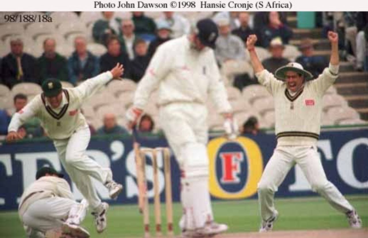 Hansie Cronje leaves the crease after being given out