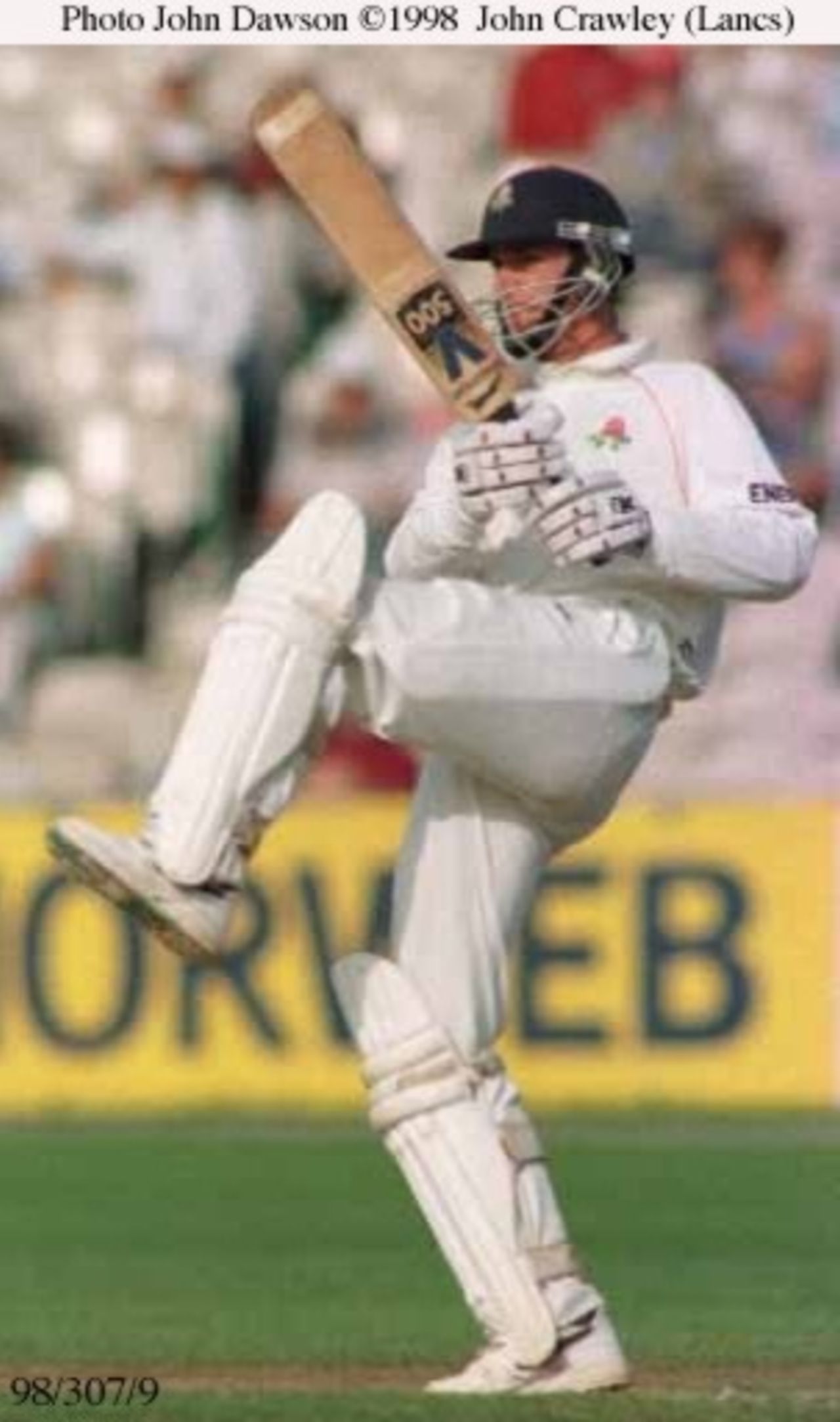 John Crawley on one foot
