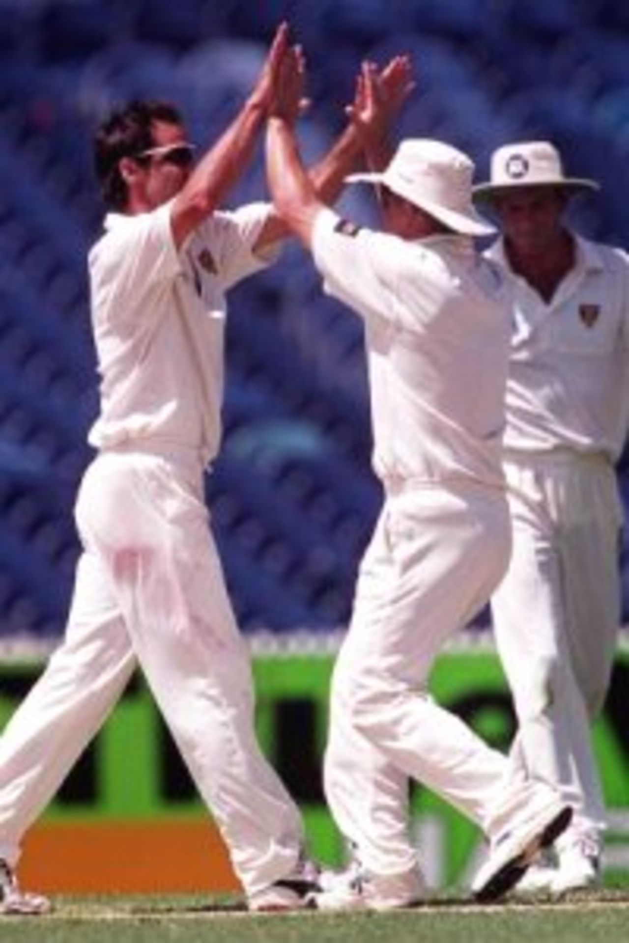 2 Dec 1999: John Davison of Victoria celebrates with team mates after capturing the wicket of Mike Hussey of Western Australia LBW for 53, on day two of the Pura Milk Cup match between Victoria and Western Australia, played at the Melbourne Cricket Ground, Melbourne, Australia