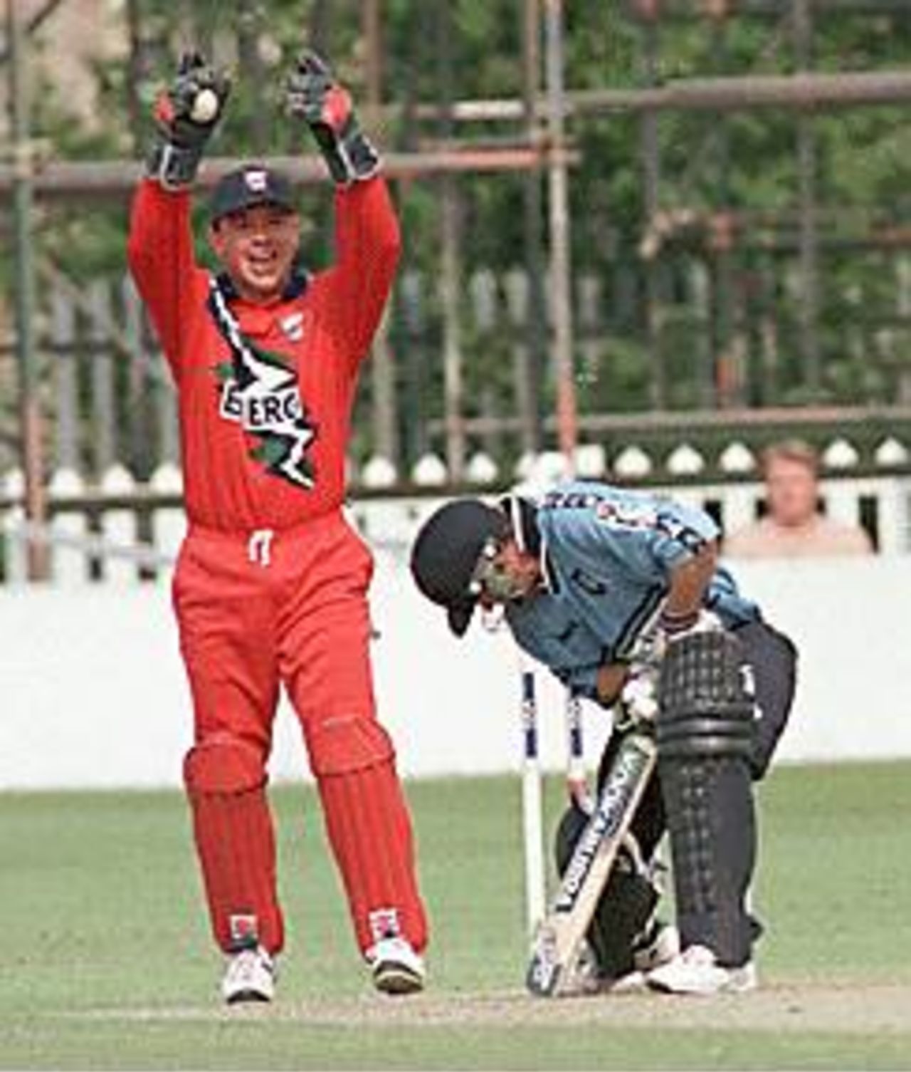 Warren Hegg appealing, Gloucestershire v Lancashire, National League 1st Division, 3 May 1999