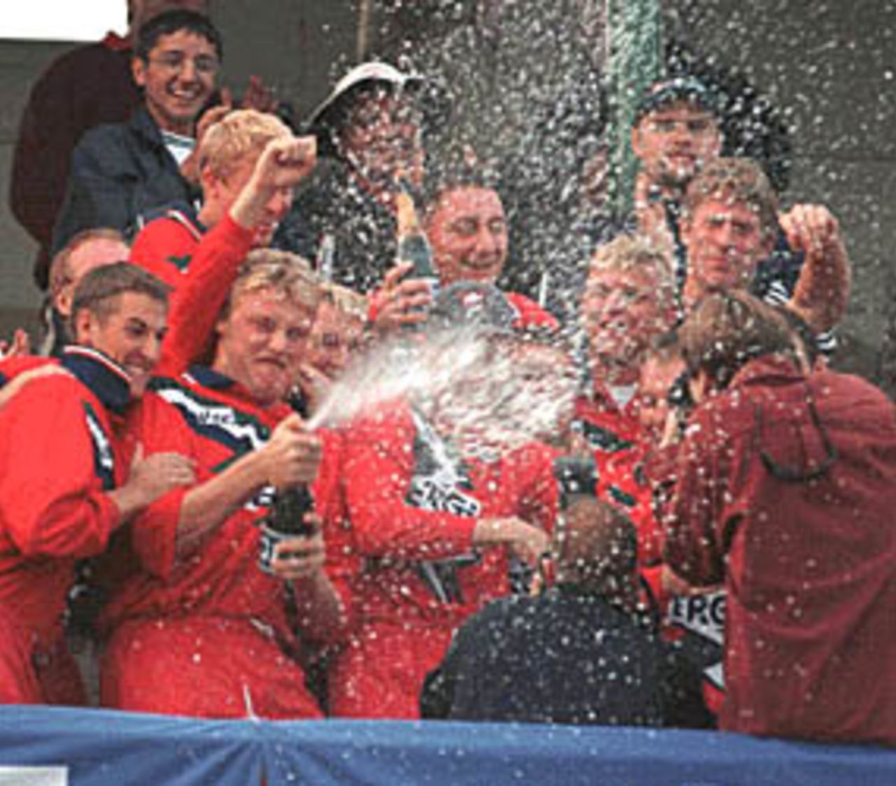 The Lancashire Lightning celebrate, Old Trafford, National League 1st Division 1999