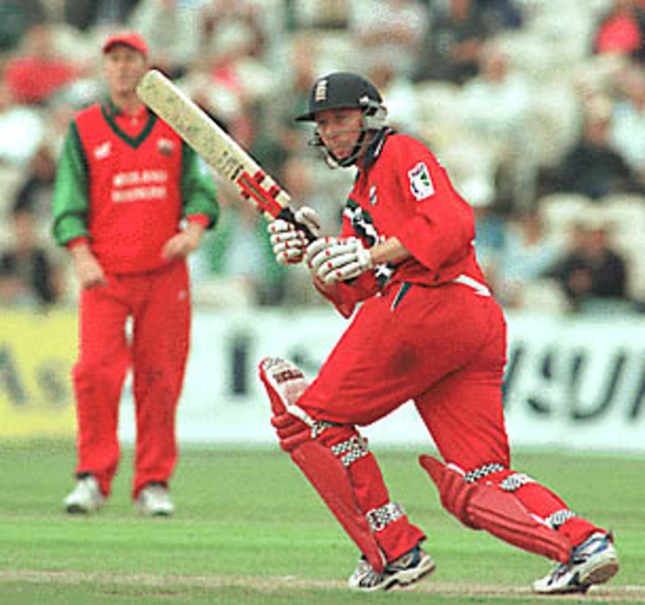 Mike Atherton in batting action, Leicestershire v Lancashire, National League 1st Division, 29 August 1999