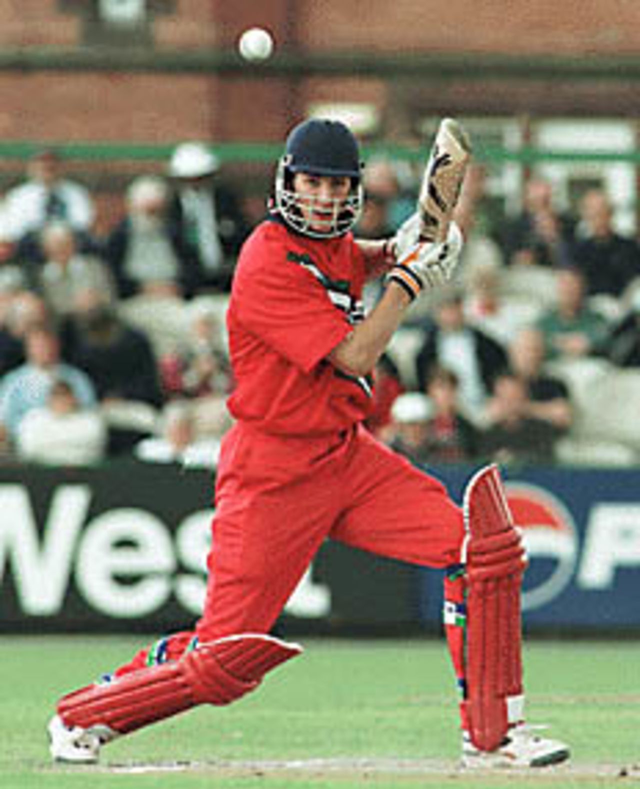 Mark Chilton with an off-drive, Lancashire v Worcestershire, National League 1st Division, 23 May 1999