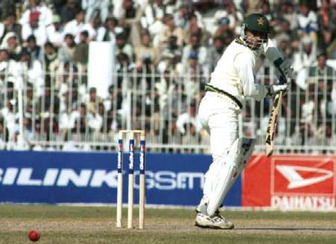The ball elegantly edged away by Saleem Elahi to third man, Day 4, 2nd Test Match, Pakistan v England at Faisalabad, 29 Nov-3 Dec 2000.