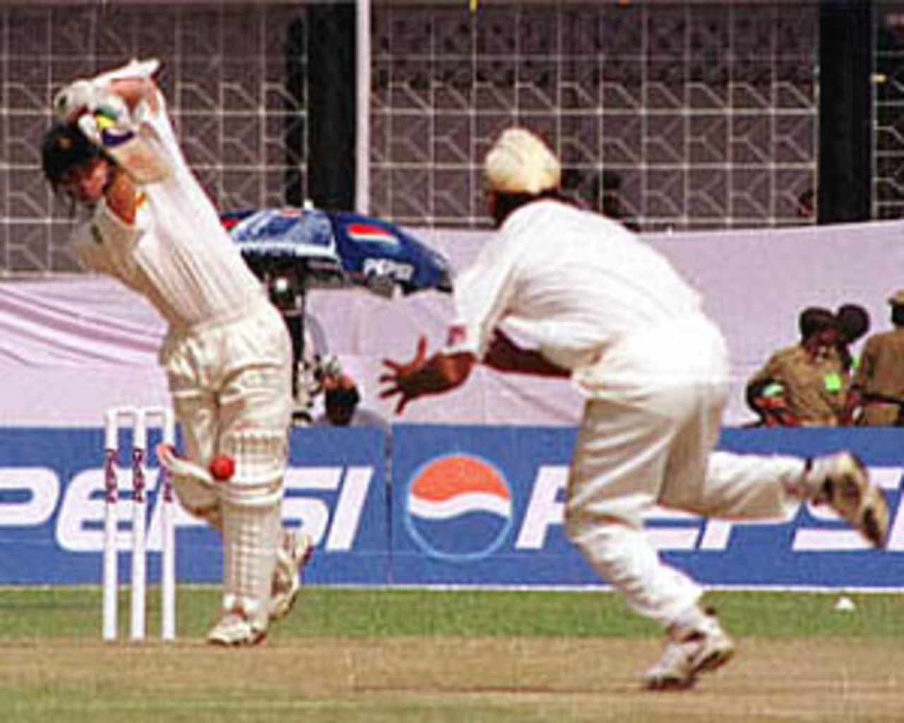 Stuart Carlisle plays straight to a Sodhi delivery, Zimbabwe in India, 2000/01, 1st One-Day International, India v Zimbabwe, Barabati Stadium, Cuttack, 02 December 2000.