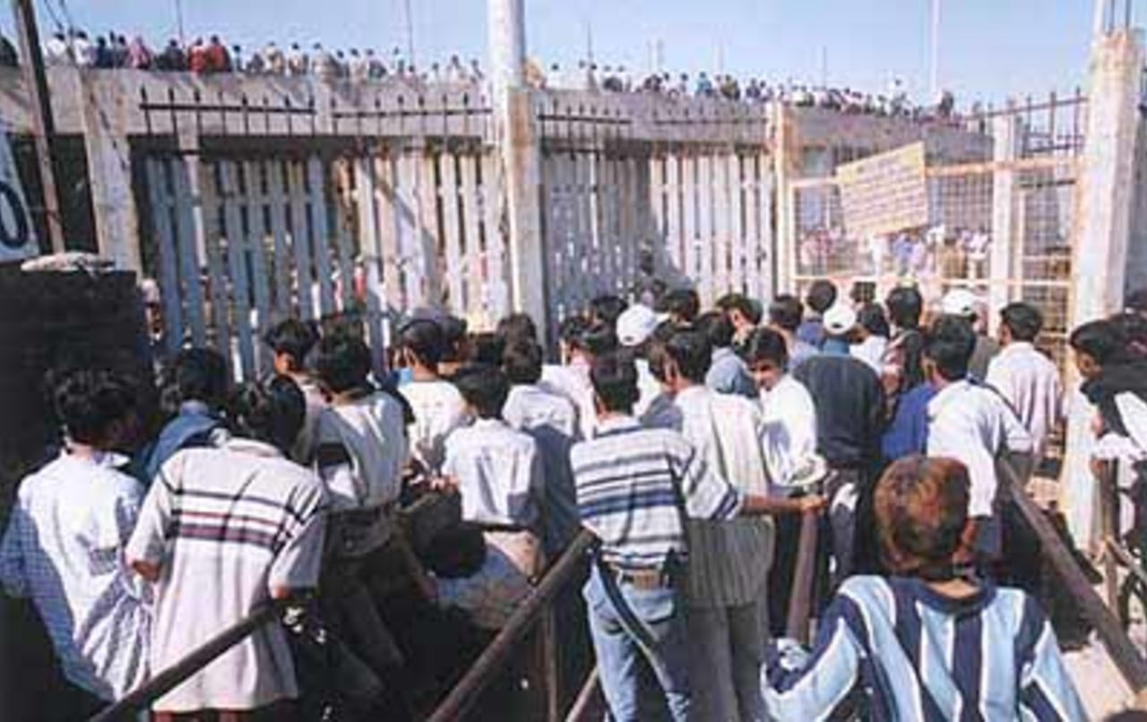 Spectators leaving the stadium after the match, Zimbabwe in India, 2000/01, 2nd One-Day International, India v Zimbabwe, Sardar Patel (Gujarat) Stadium, Motera, Ahmedabad, 05 December 2000.