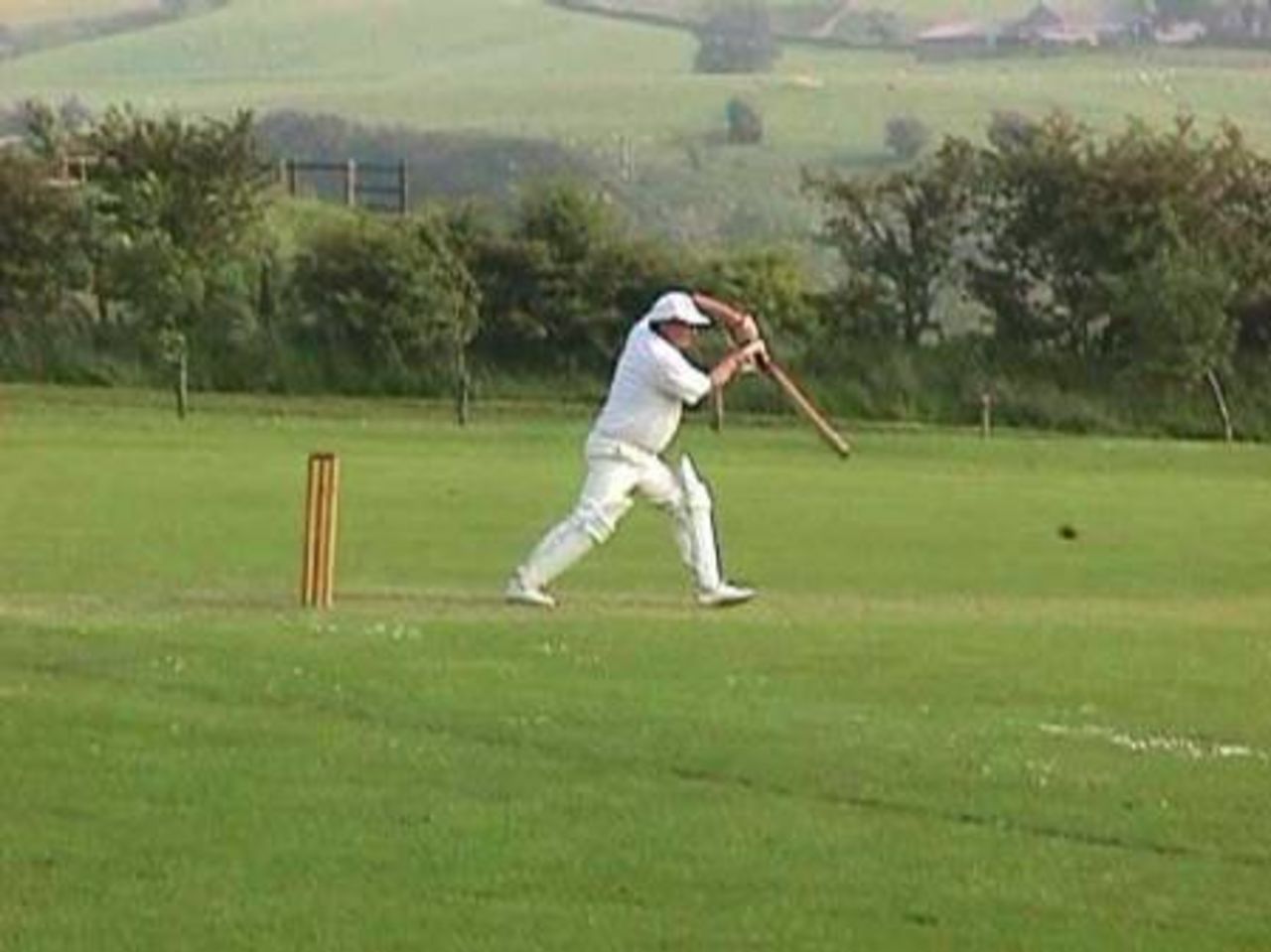 Accrington 'A's Alven Burrows playing a classic cover drive against Millennium at King Georges