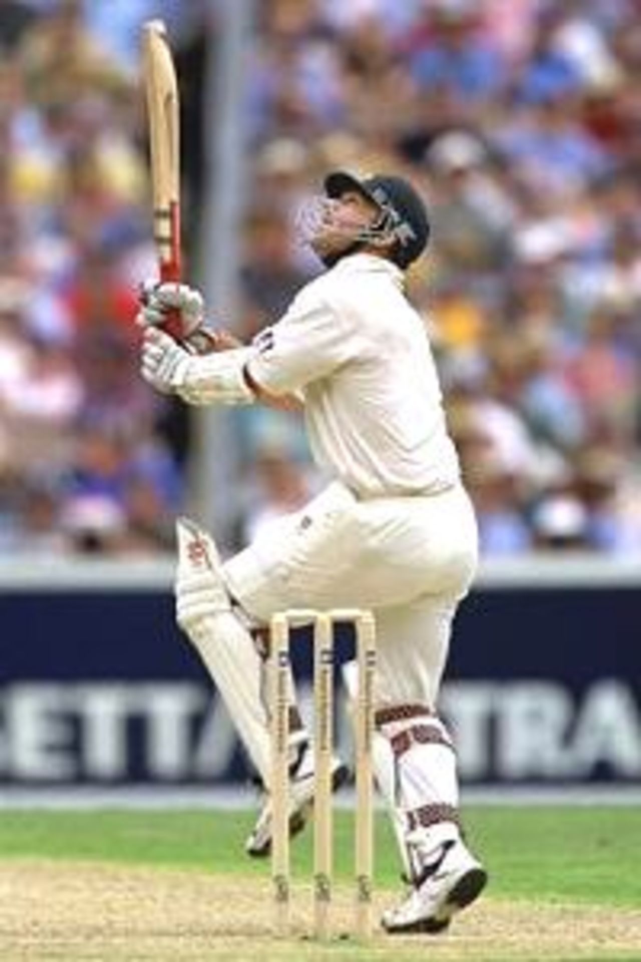 26 Dec 2000: Michael Slater of Australia looks into the air before he is caught by Ridley Jacobs, bowled by Nixon McLean of the West Indies, in the 4th test match between Australia and the West Indies, played at the Melbourne Cricket Ground in Melbourne, Australia.