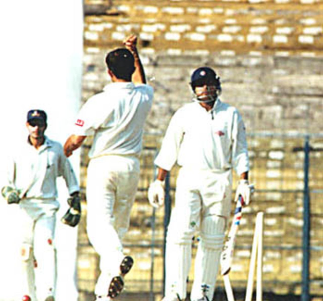 Ganguly pumps his fist after bowling Jai Chandra, Ranji Trophy East Zone League, 2000-01, Bengal v Orissa, Eden Gardens, Calcutta, 28-31 December 2000 (Day 1)