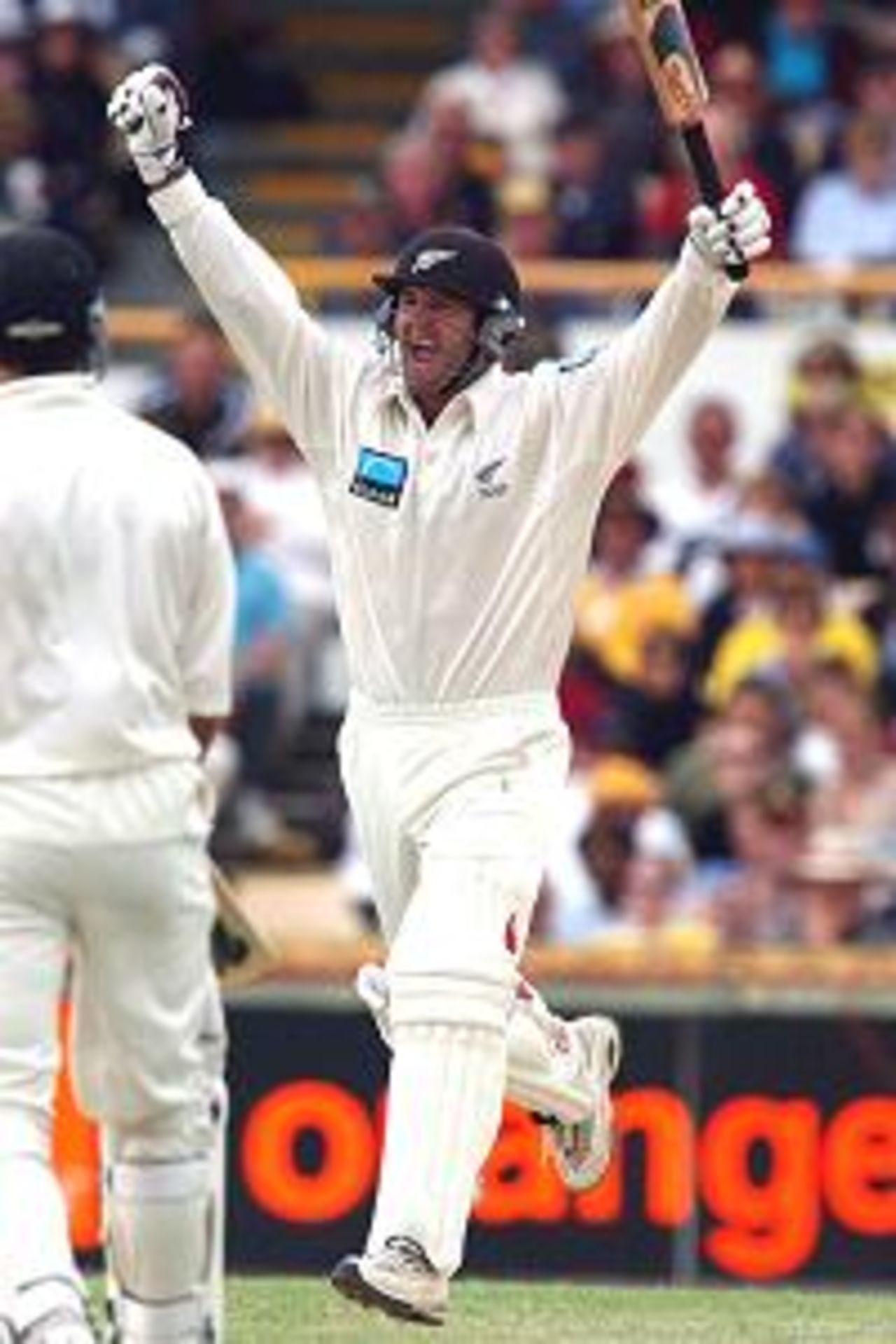 1 Dec 2001: Nathan Astle for New Zealnad brings up his 100 during day 2 of the 3rd Test match between Australia and New Zealand at the WACA ground in Perth, Australia.