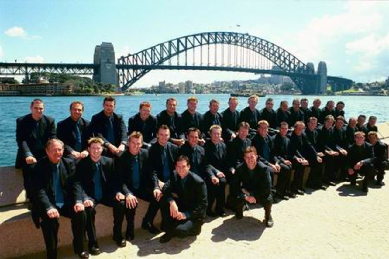 The New South Wales Blues in front of the Sydney Harbour Bridge