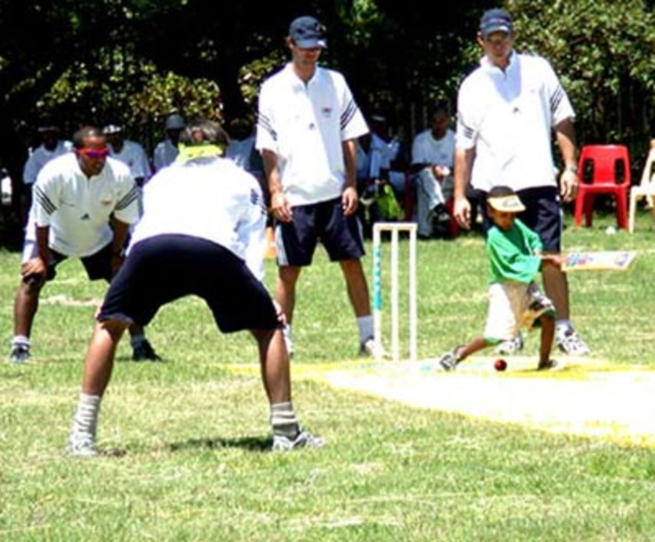 A young patient at the Red Cross Hospital enjoying his day with WP cricketers on Friday