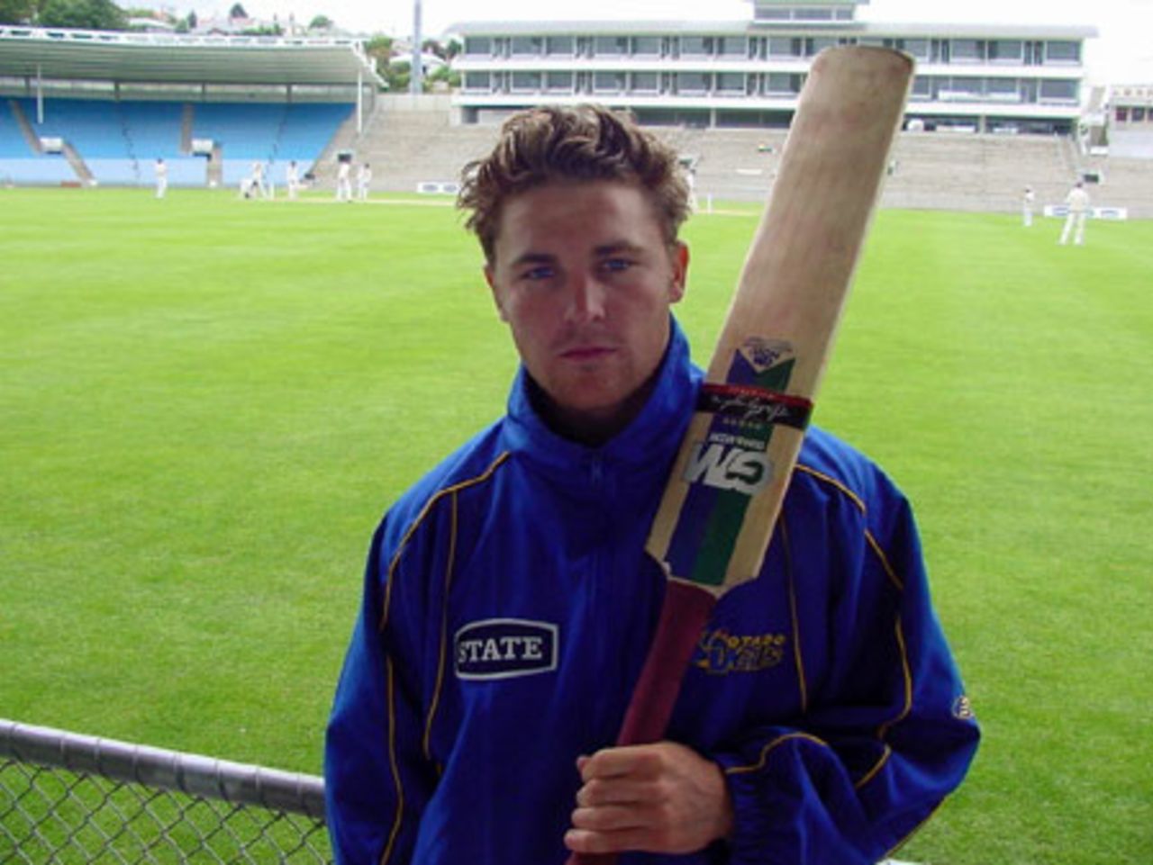 Otago batsman Brendon McCullum shortly after scoring his maiden first-class century. McCullum made 142 in his first innings. State Championship: Otago v Auckland at Carisbrook, Dunedin, 18-21 Dec 2001 (19 December 2001).