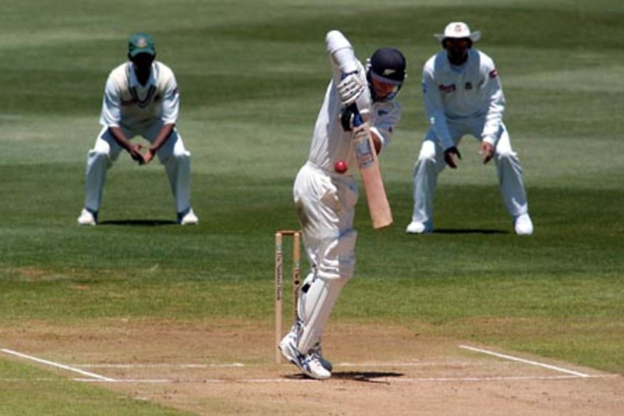 New Zealand batsman plays a short delivery to the leg side during his first innings of 83. 2nd Test: New Zealand v Bangladesh at Basin Reserve, Wellington, 26-30 Dec 2001 (29 December 2001).