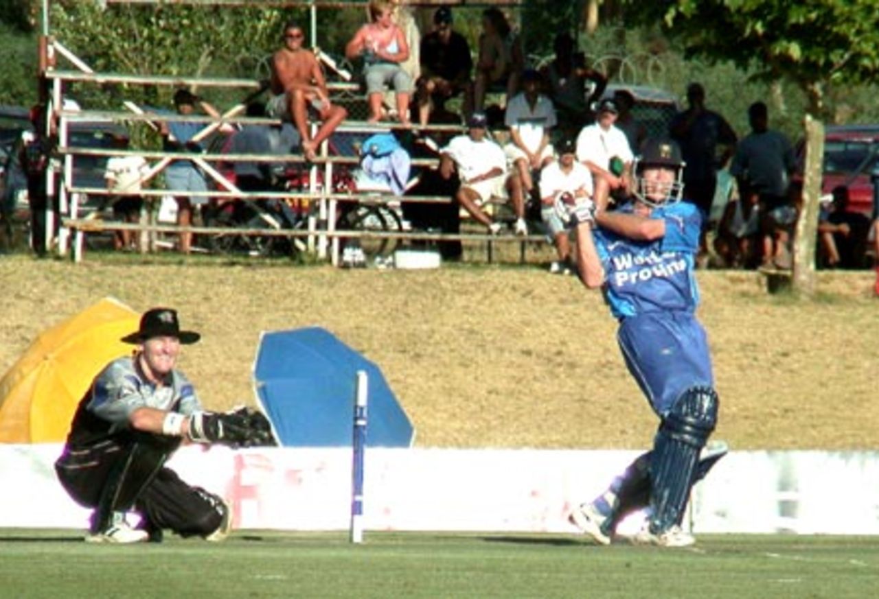 WP's Neil Johnson pulls a short delivery to the square leg boundary against Boland in a Standard Bank Cup match at Paarl on Friday
