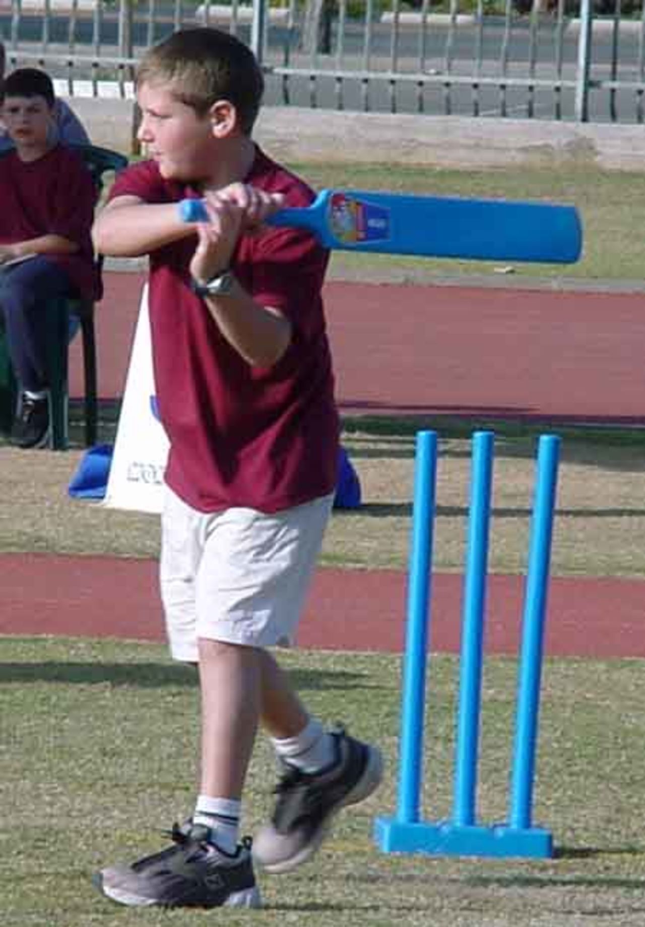 Ra'anana batsman Mickey Cohen plays a shot.