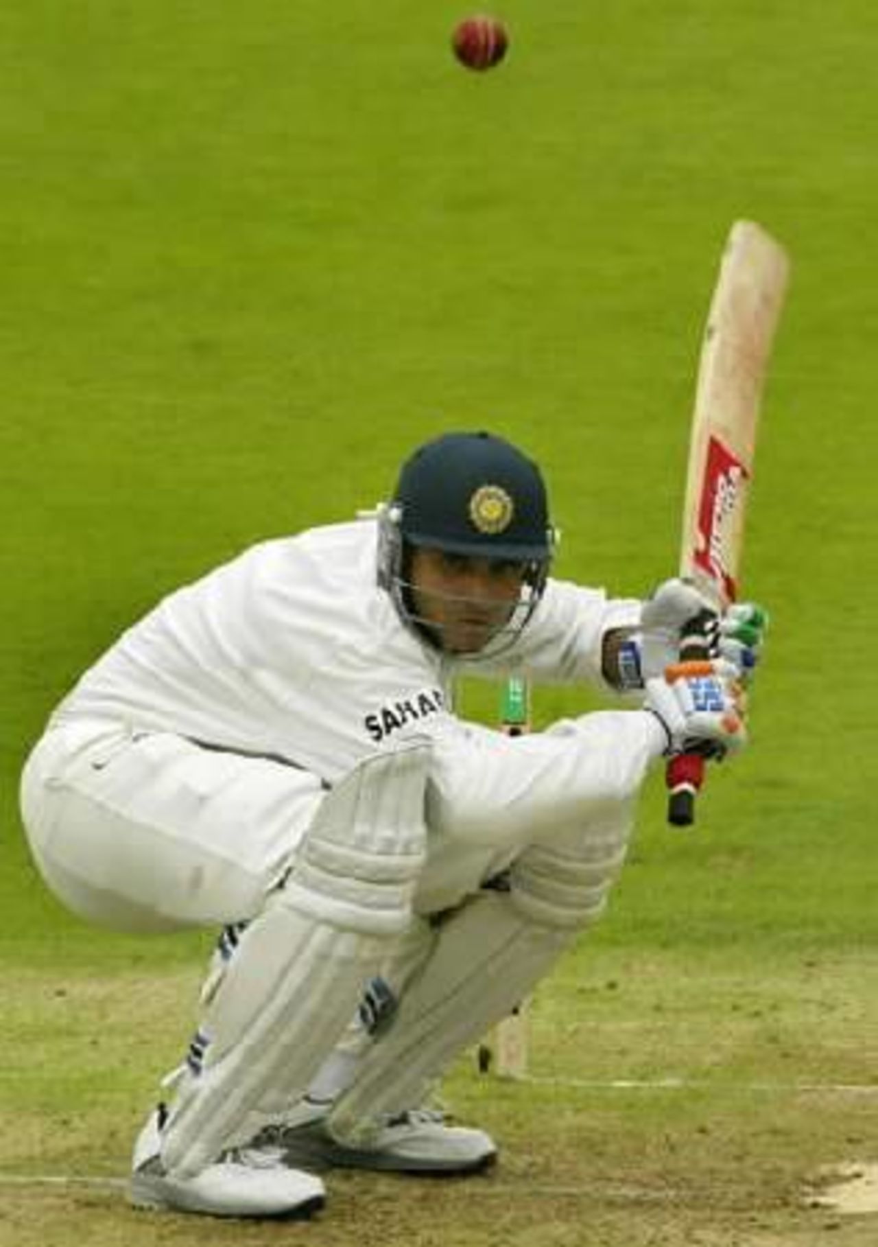 Sourav Ganguly ducks under a short one against Central Districts at Napier