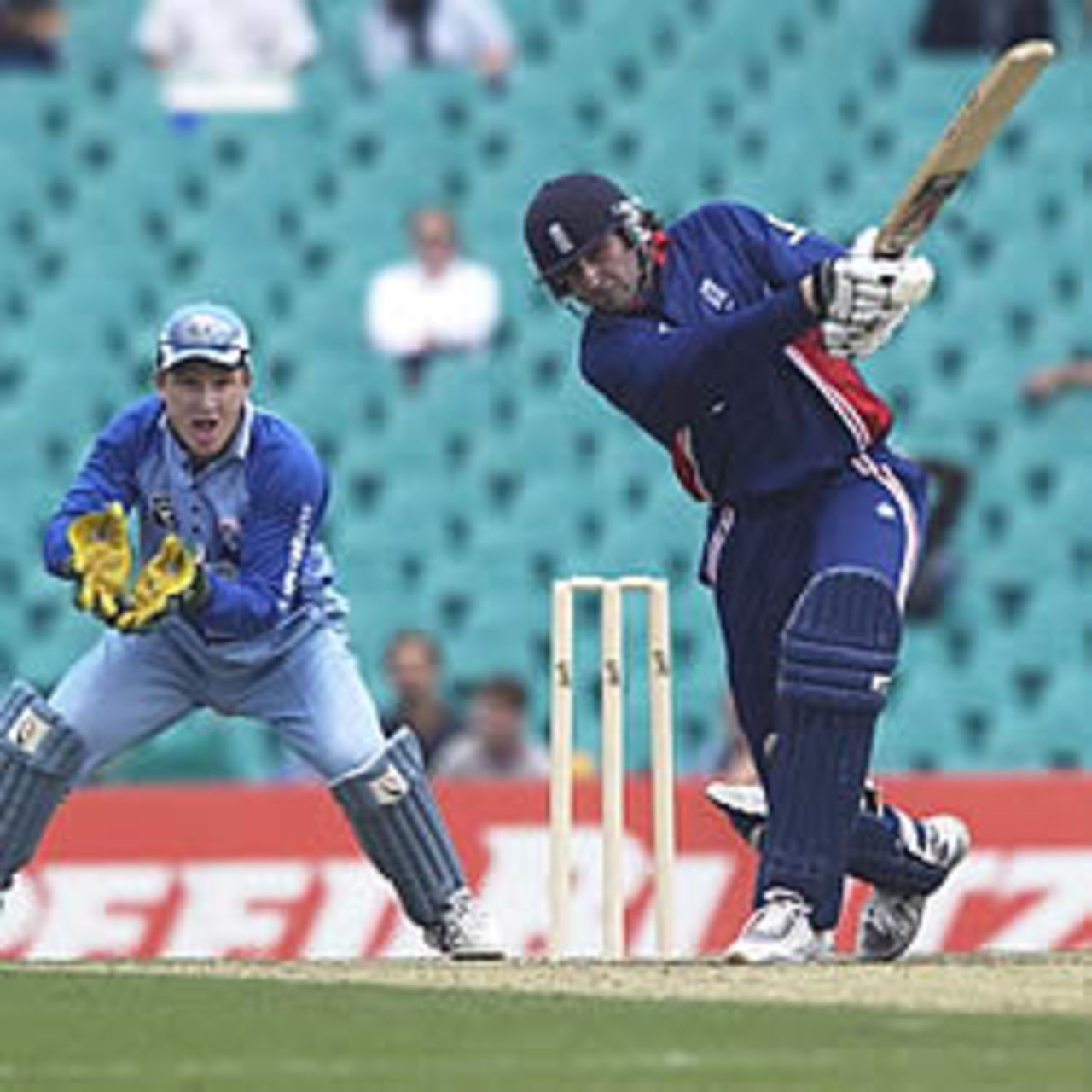 SYDNEY - DECEMBER 6: Ronnie Irani of England hits out during the one day match between the New South Wales Blues and England at the Sydney Cricket Ground in Sydney, Australia on December 6, 2002.