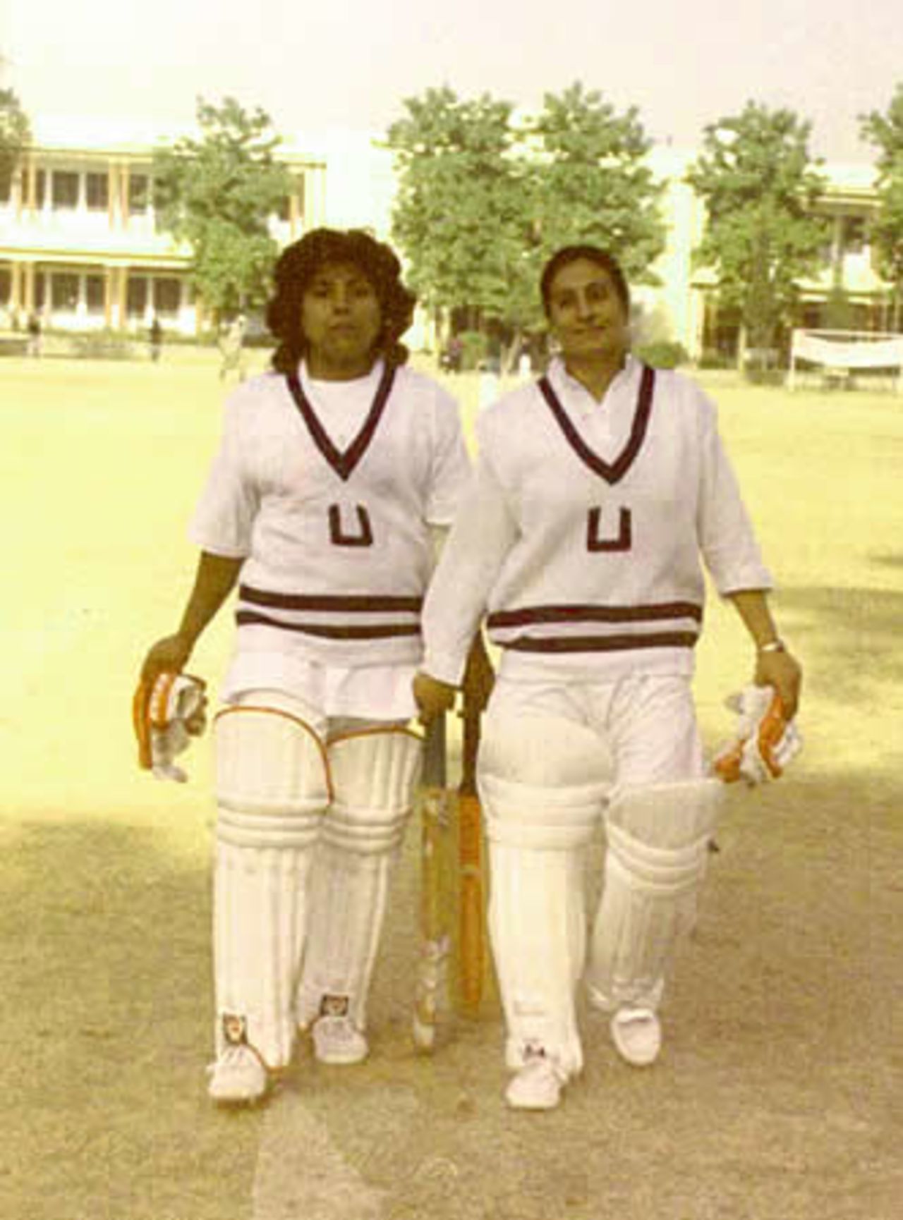 Azraa Parveen and Raeesa Ilyas returning victorious after a match, Lahore College for Women Ground