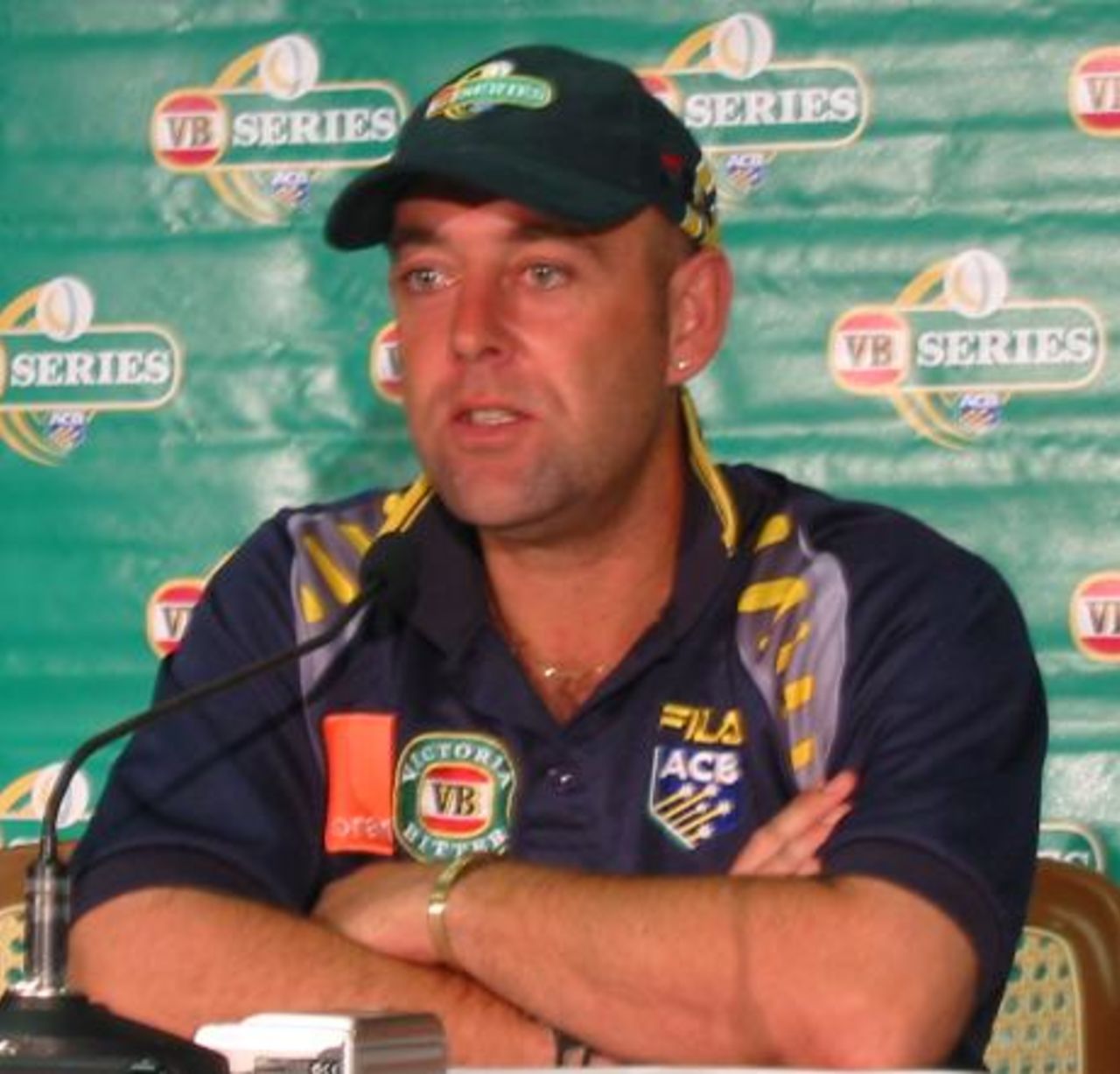 Man of the match Darren Lehmann is pleased after Australia beat Sri Lanka in the VB Series match at Perth