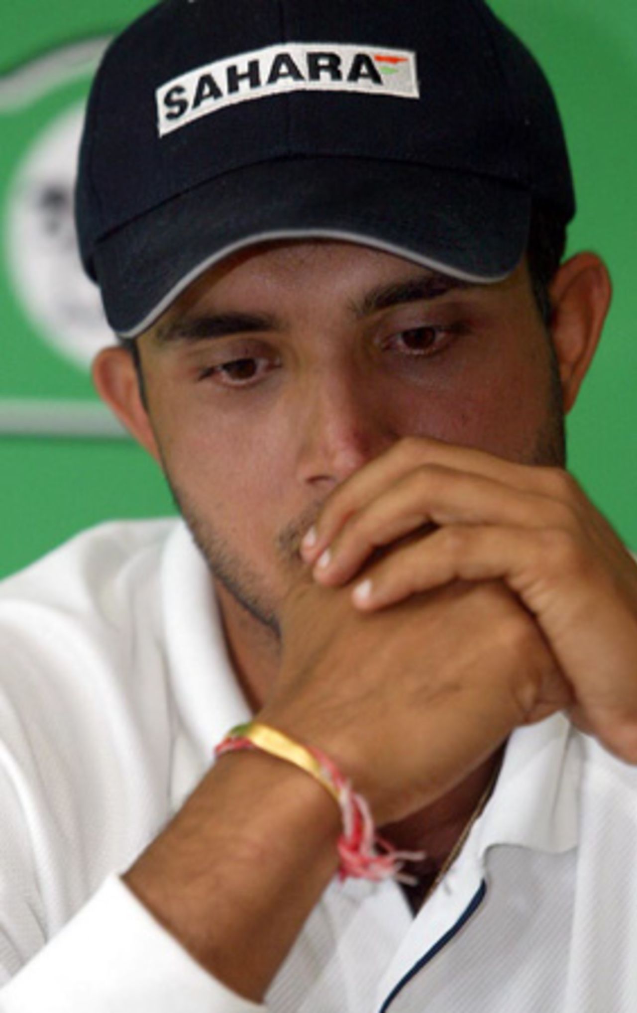 Indian captain Sourav Ganguly shows his disappointment at the post-match press conference after India lost the two-Test series against New Zealand 2-0. 2nd Test: New Zealand v India at Westpac Park, Hamilton, 19-23 December 2002 (22 December 2002).