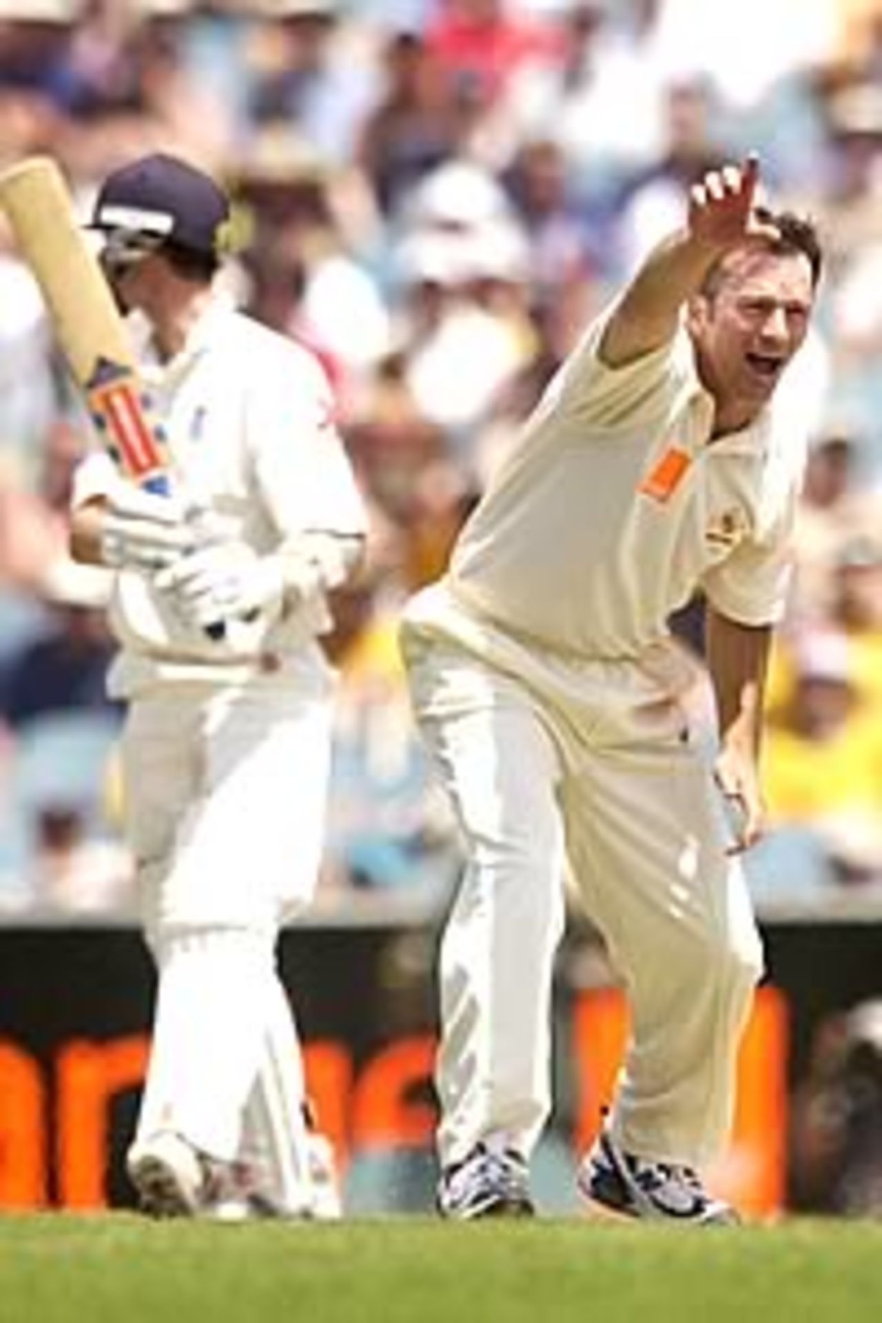 MELBOURNE - DECEMBER 28: Steve Waugh of Australia appeals for and gets the wicket of James Foster of England during the third day of the Fourth Ashes Test between Australia and England at the Melbourne Cricket Ground, Melbourne, Australia on December 28, 2002.