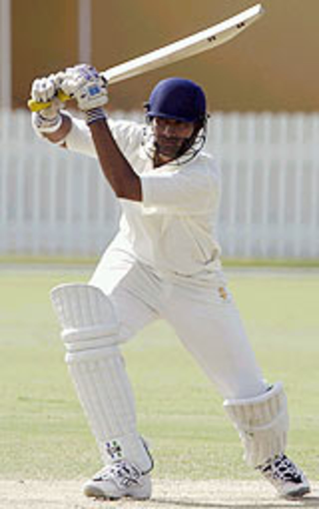 Sadagoppan Ramesh hits a cover-drive pulls, QAS v Indians, tour game, Brisbane, November 20, 2003