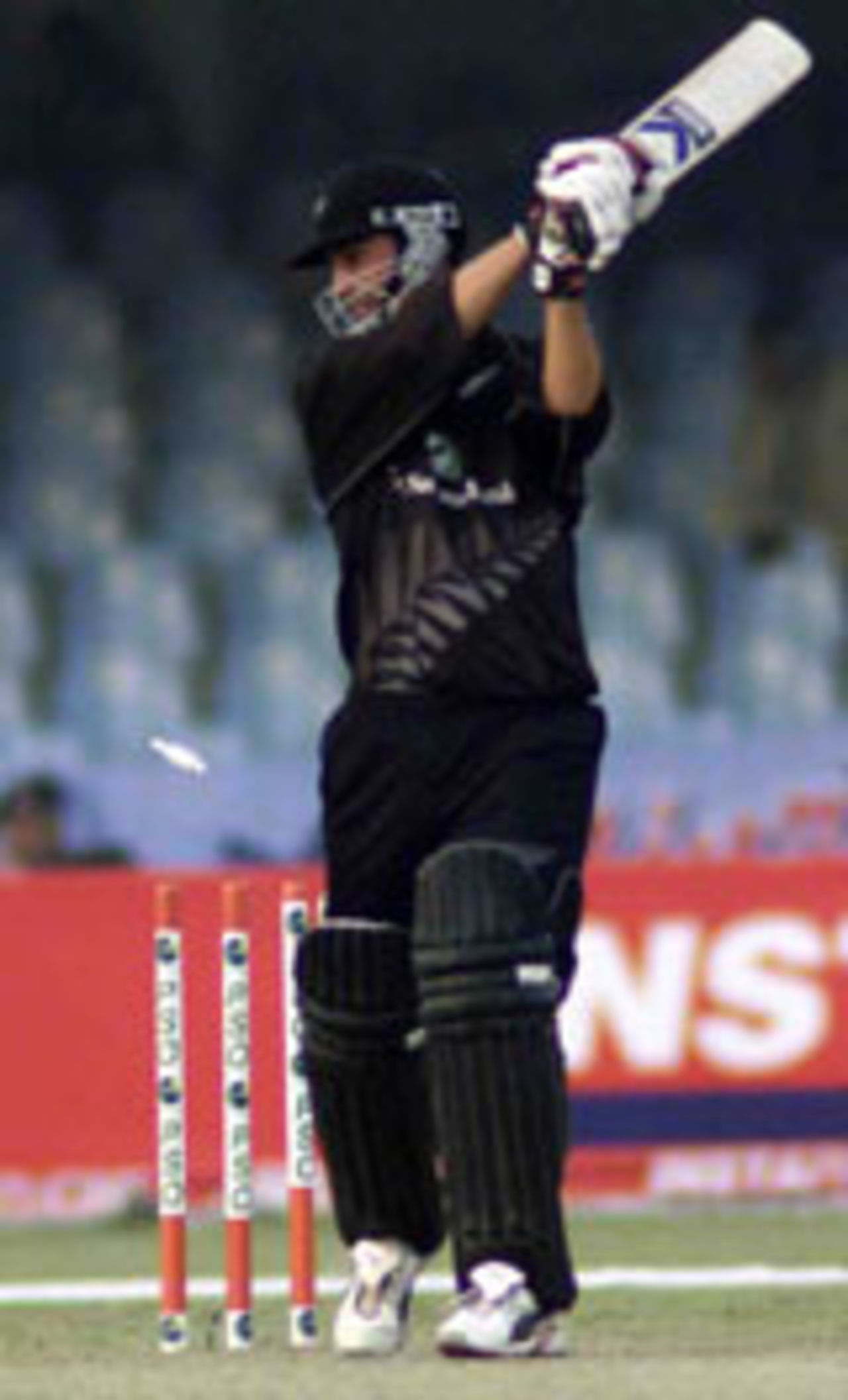 Mathew Sinclair play-on to Shabbir Ahmed after scoring 5, Pakistan v New Zealand, 2nd ODI, Lahore, December 1, 2003.