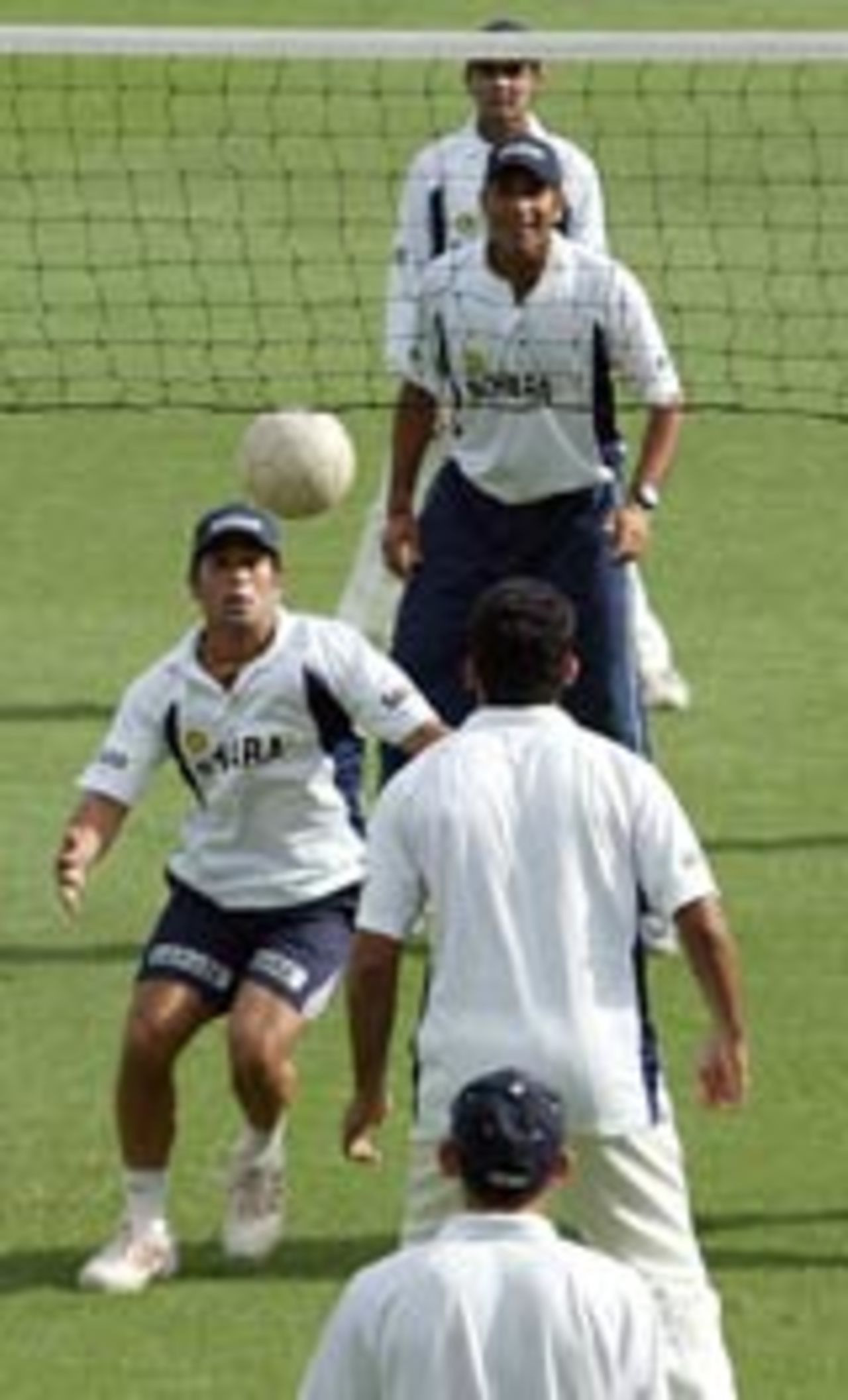 The Indians play a bit of volleyball at practice, India v Australia, 2003