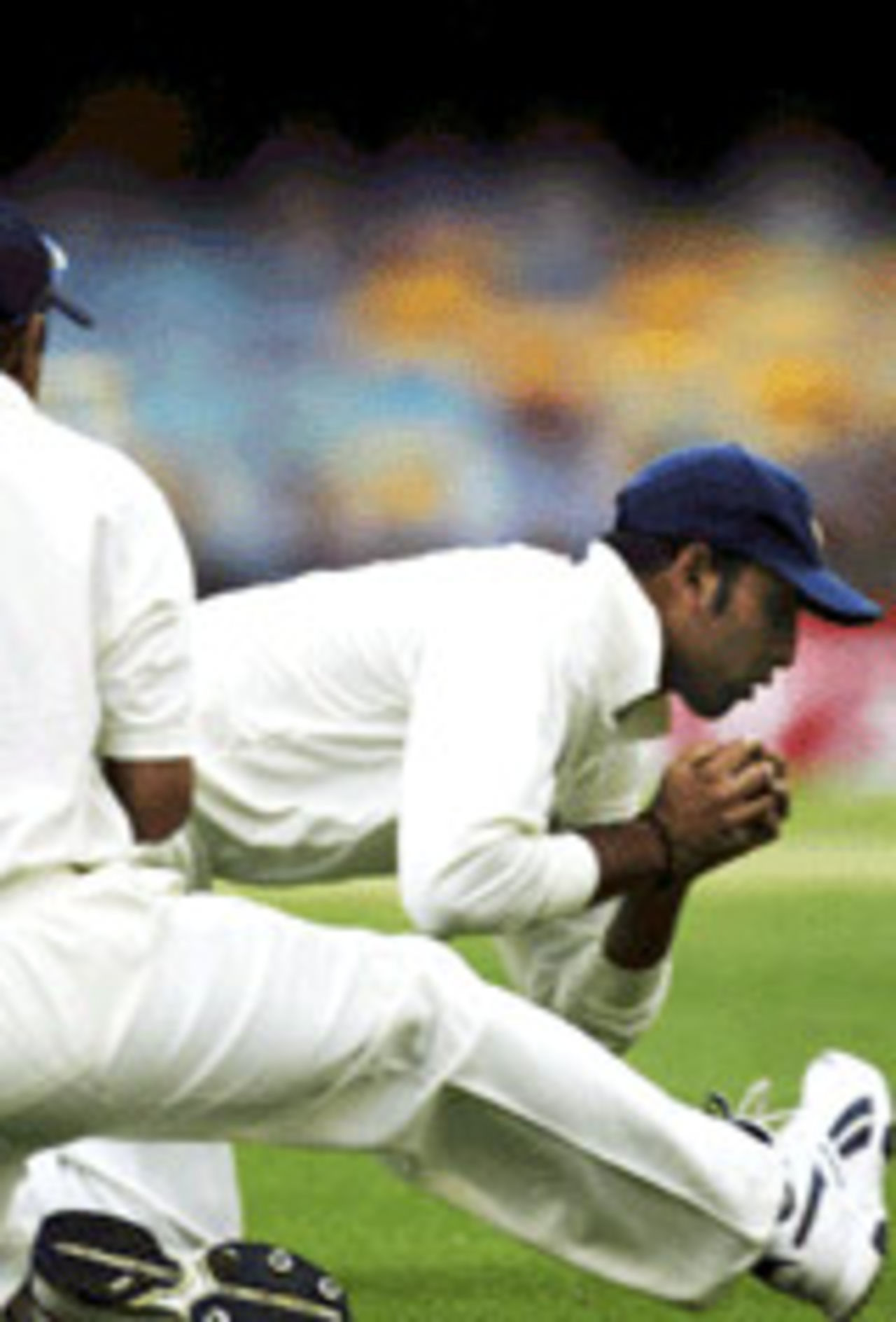VVS Laxman holds on to an edge from Adam Gilchrist, Australia v India, 1st Test, Brisbane, 2nd day, December 5, 2003