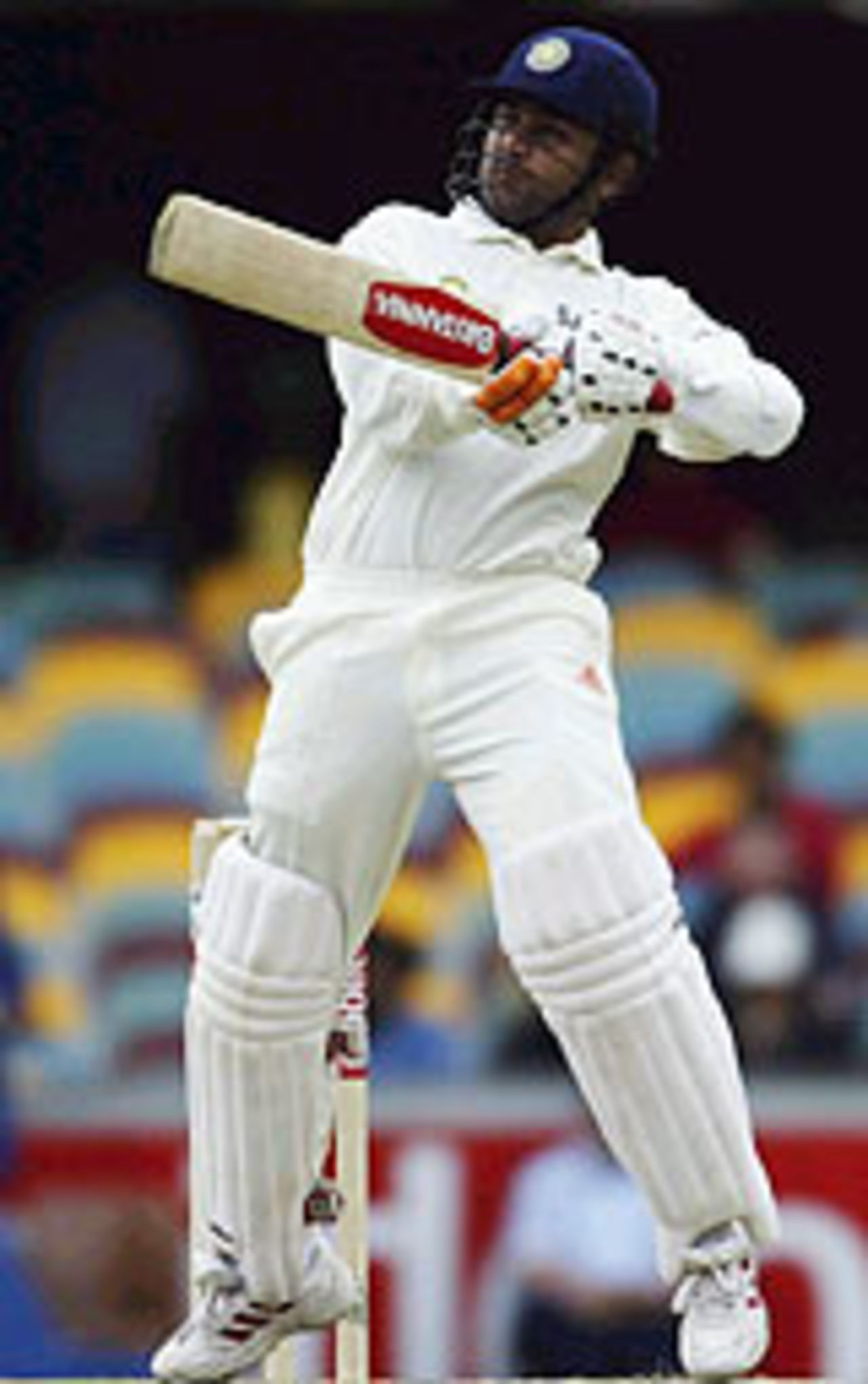 Virender Sehwag keeps a short ball out, Australia v India, 1st Test, Brisbane, 3rd day, December 6, 2003