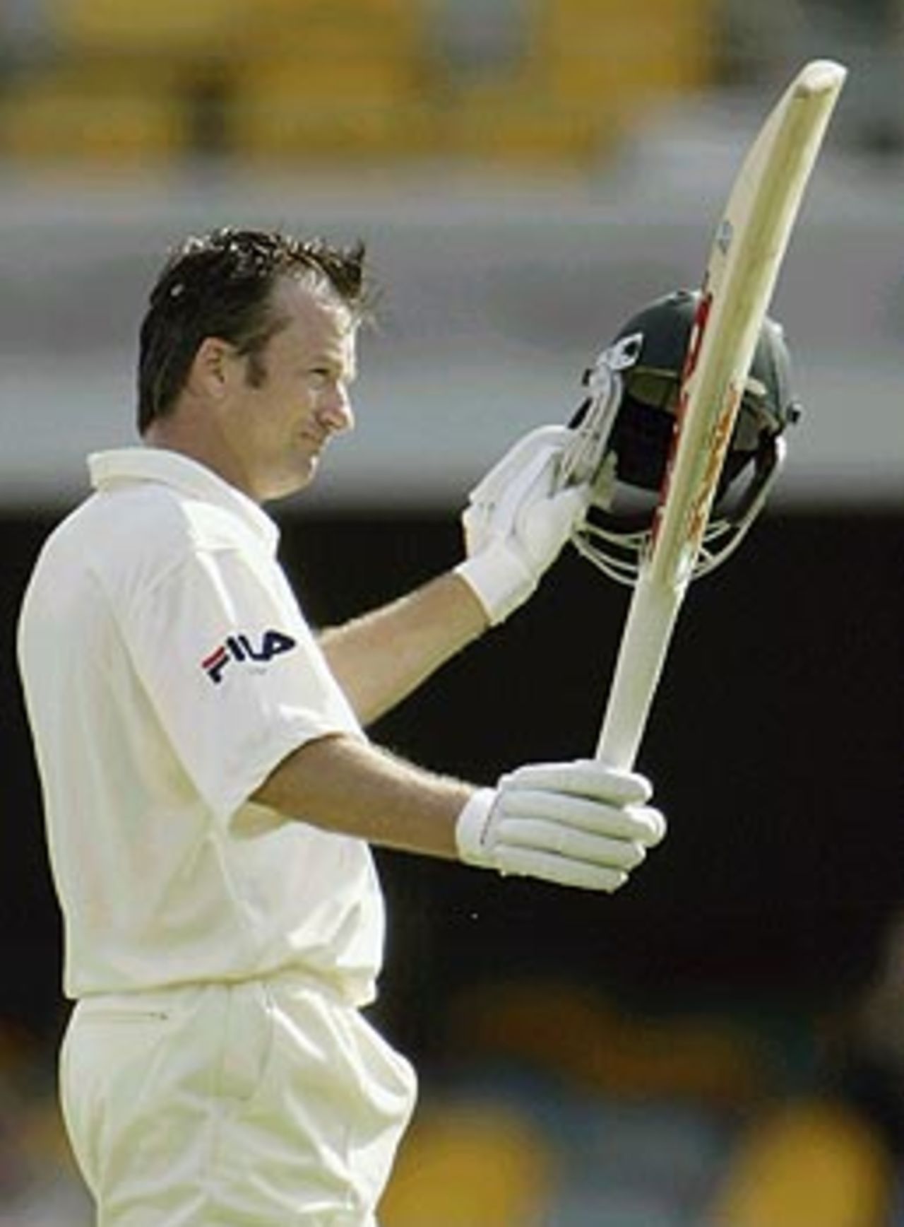 Steve Waugh acknowledges the applause on reaching his last Test 50 at the Gabba, Australia v India, 1st Test, Brisbane, 5th day, December 8, 2003