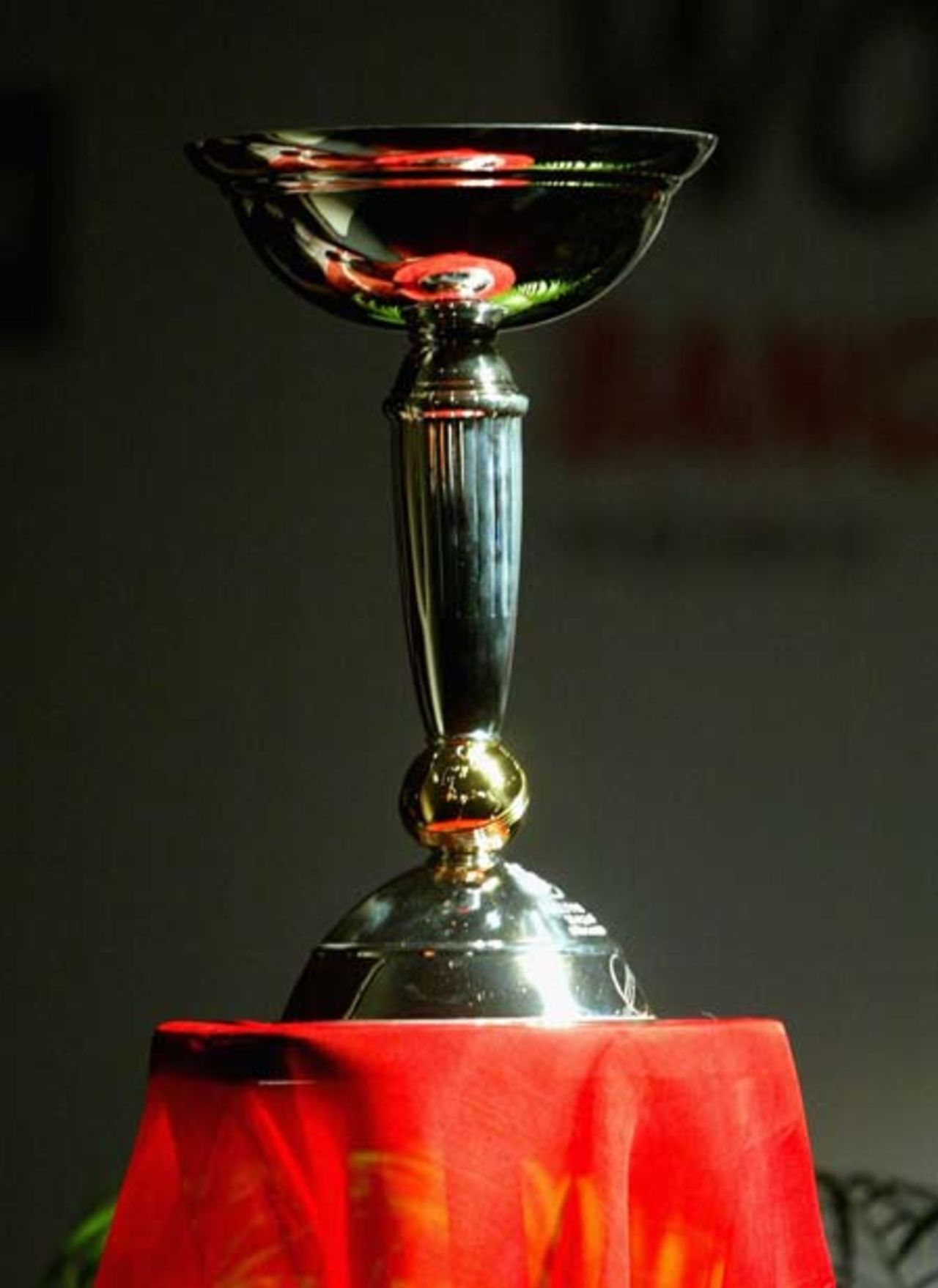 The trophy was unveiled at the launch, ICC U/19 Cricket World Cup 2004 media launch, November 2003