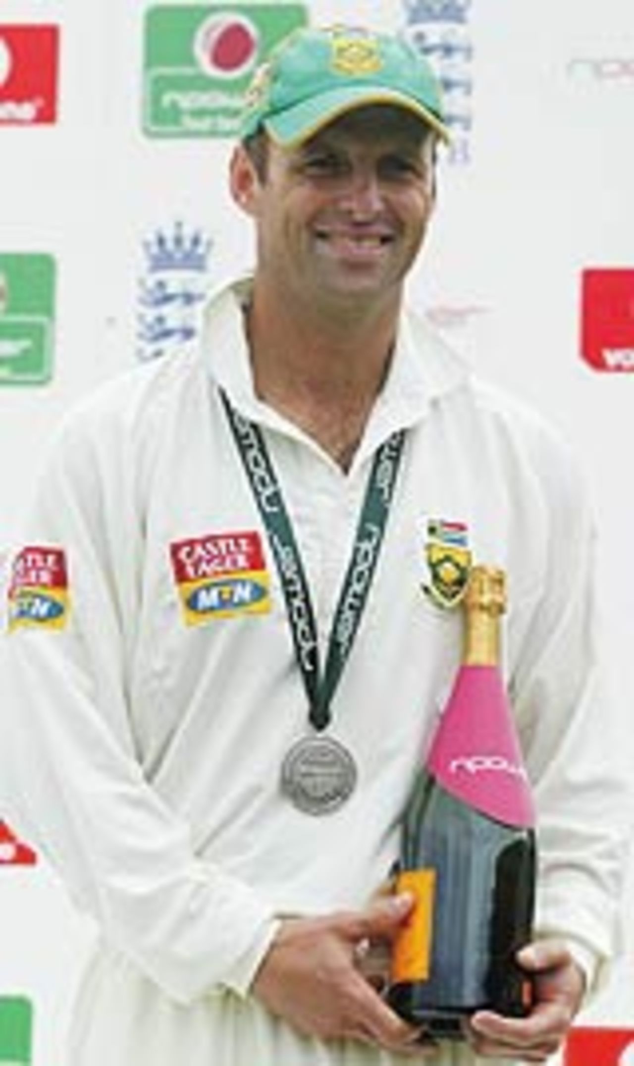 Man of the match Gary Kirsten of South Africa with his award at the end of the fifth day of the fourth npower test match between England and South Africa at Headingley Cricket Ground on August 25, 2003 in Leeds, England.