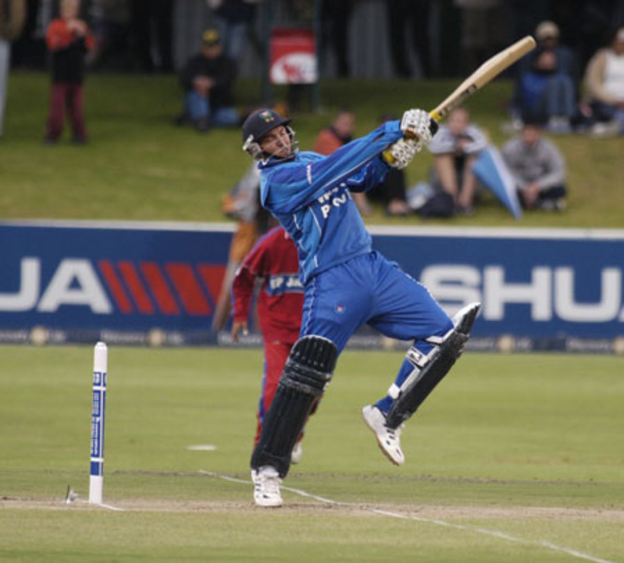 Jacques Kallis punches a ball through the covers during last nights Charity Shield match at Newlands