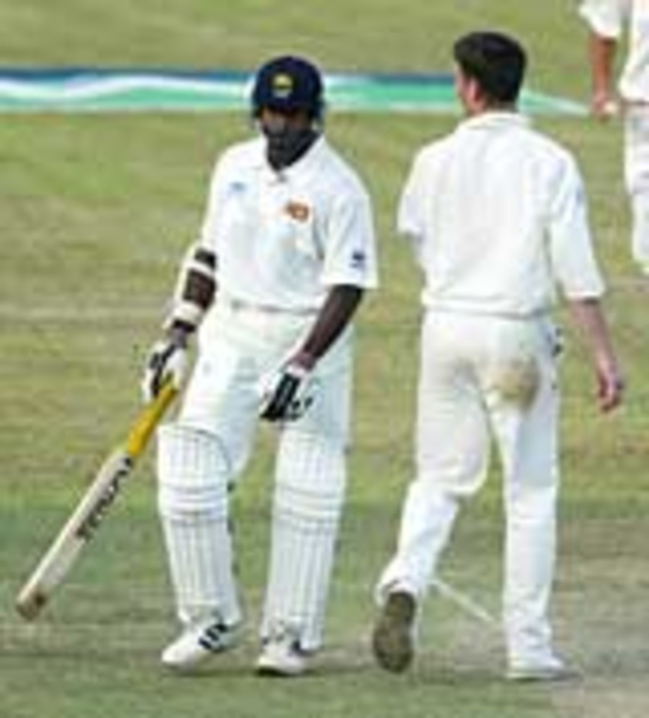 Flashpoint - James Kirtley send Chaminda Vaas on his way with a few words of advice. He was later reprimanded by the match referee, Sri Lanka v England, 2nd Test, Galle, December 10, 2003