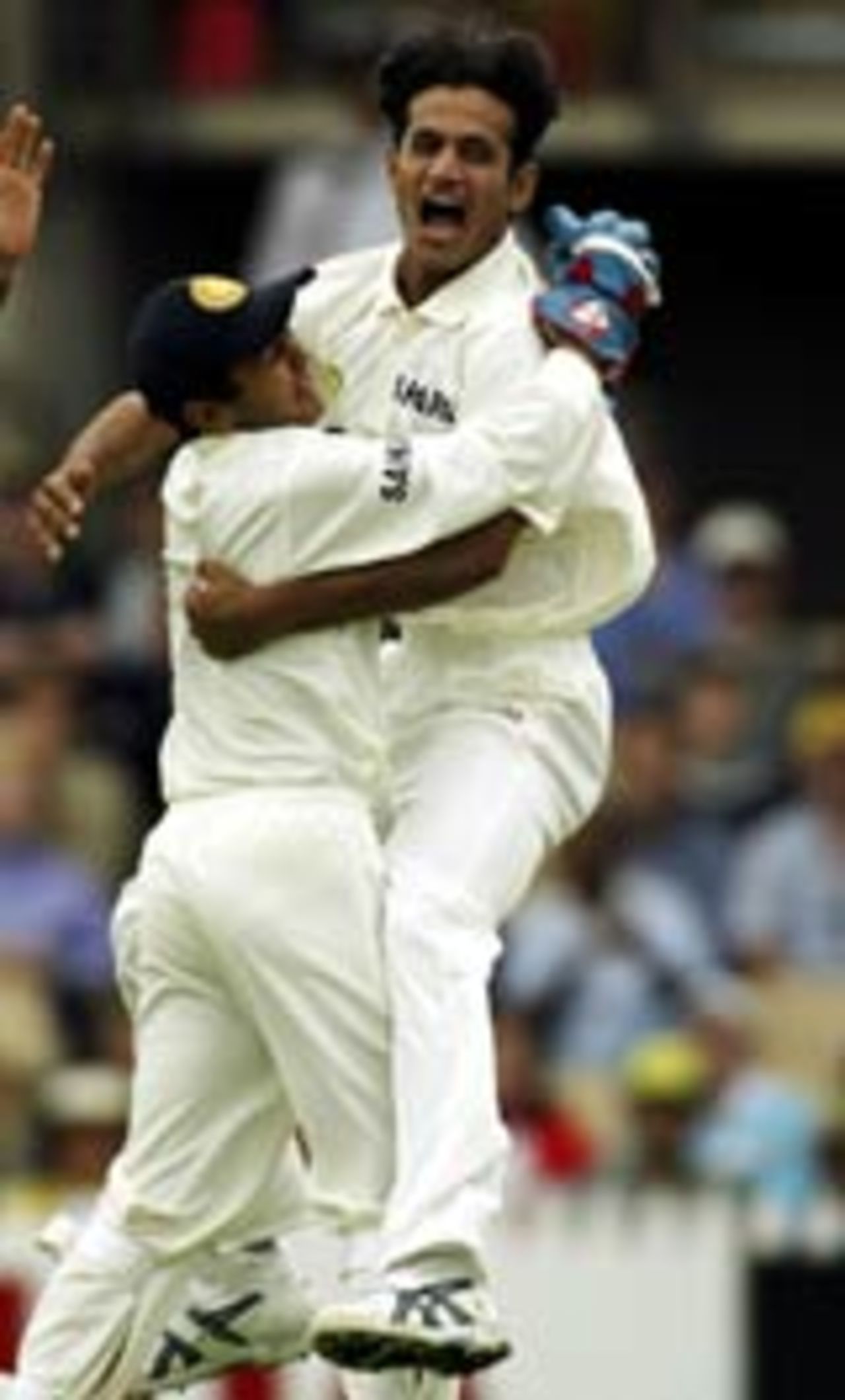Irfan Pathan celebrates, Australia v India, 2nd Test, Adelaide, 1st day, December 12, 2003