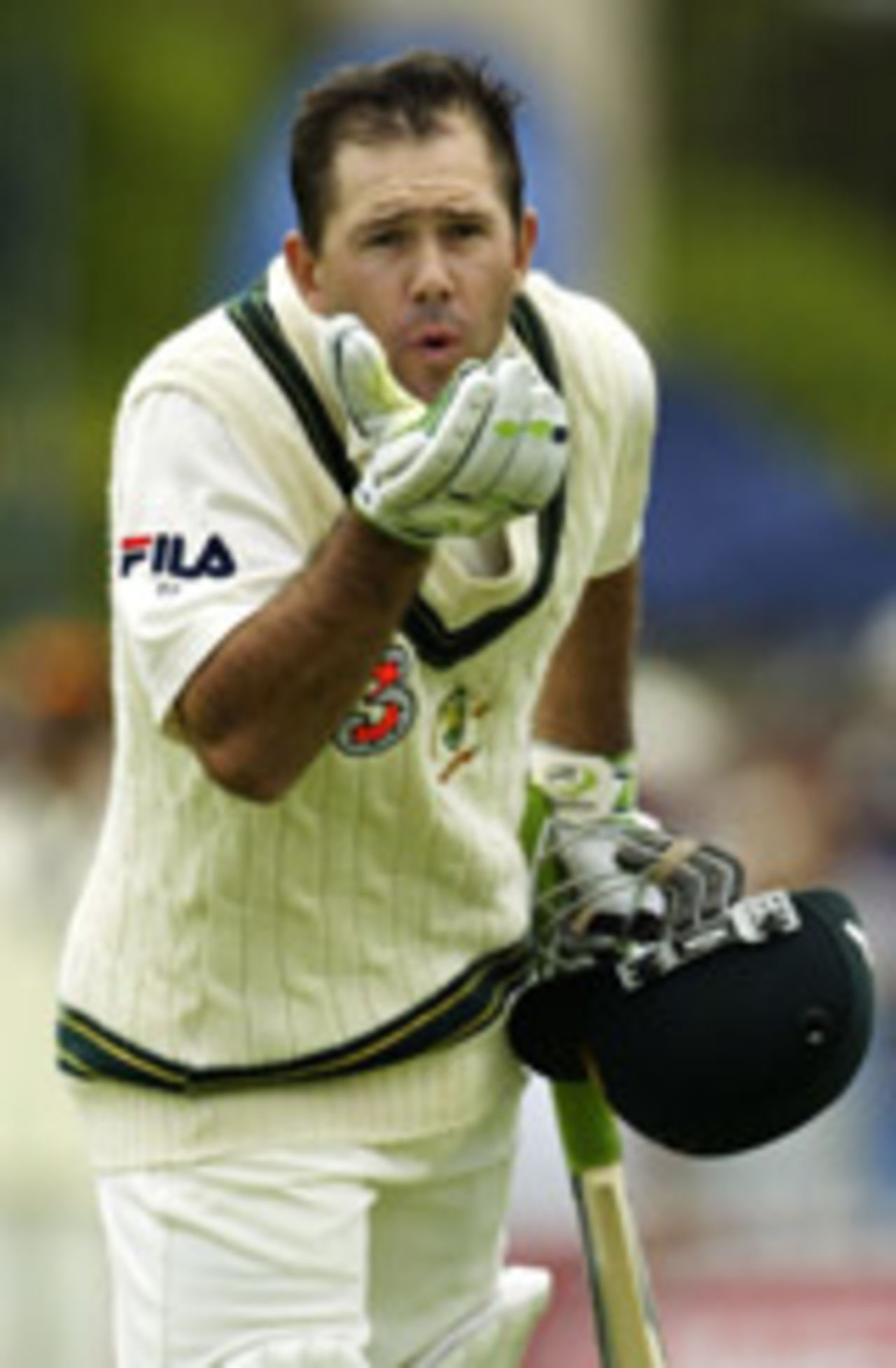 Ponting blows his wife a kiss after scoring a double-hundred, Australia v India, 2nd Test, Adelaide, 2nd day, December 13, 2003