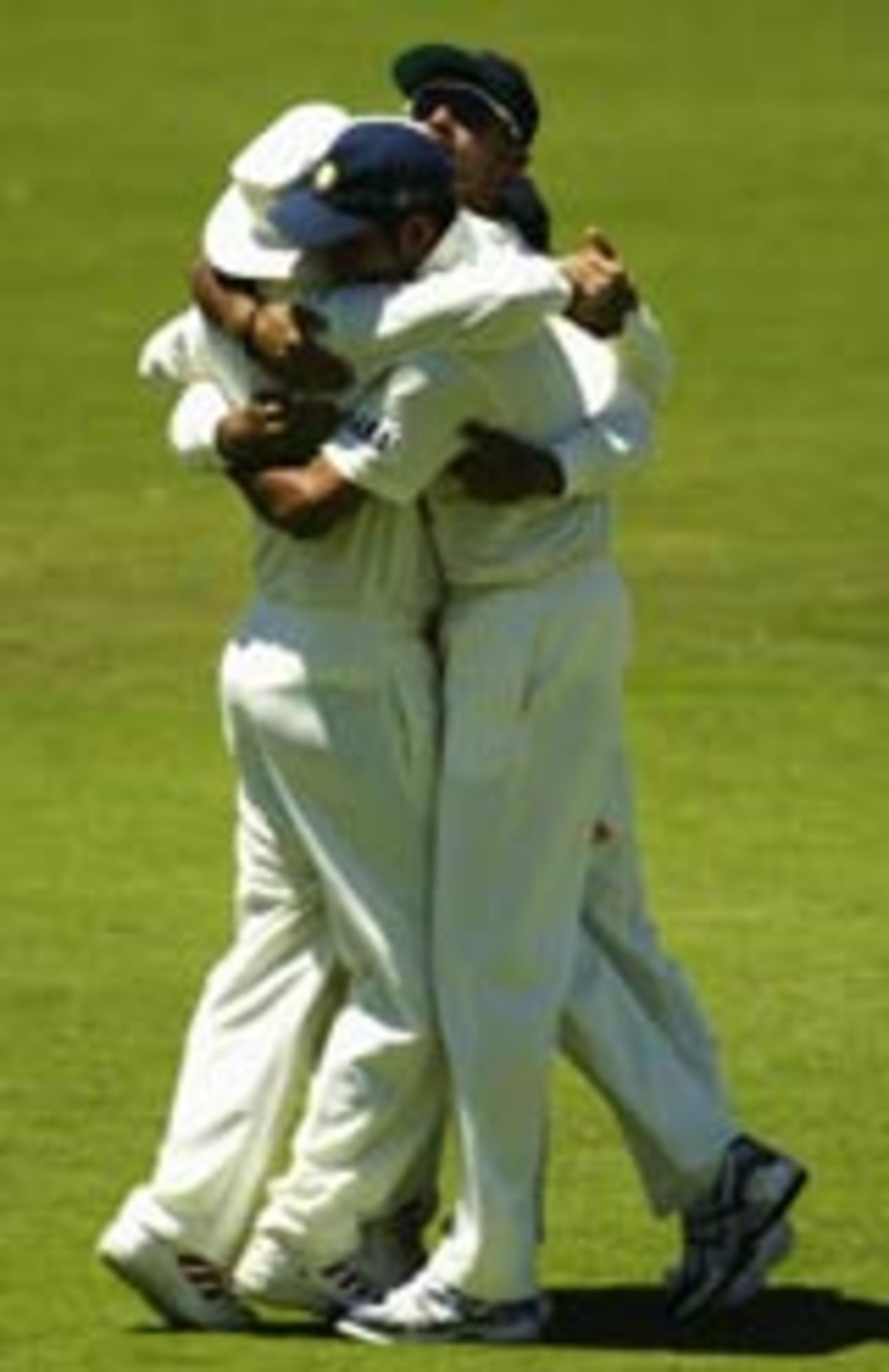 Indian players celebrate, Australia v India, 2nd Test, Adelaide, 4th day, December 15, 2003