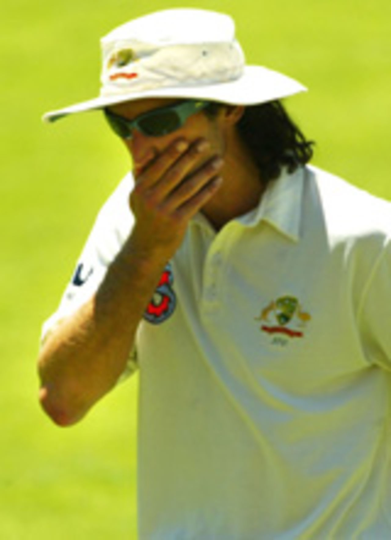 Gillespie leaves the field after a groin strain, Australia v India, 2nd Test, Adelaide, 5th day, Dec 15, 2003