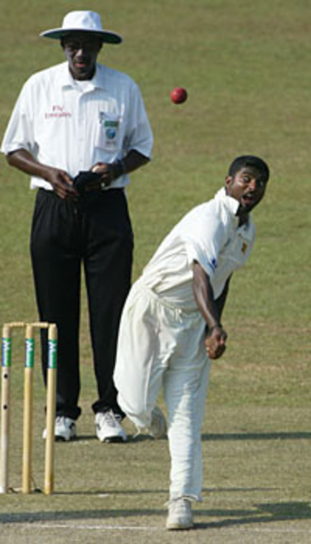 As ever, Muttiah Muralitharan was Sri Lanka's outstanding bowler, with first-day figures of 37-20-38-3, Sri Lanka v England, 3rd Test, Colombo, December 18, 2003