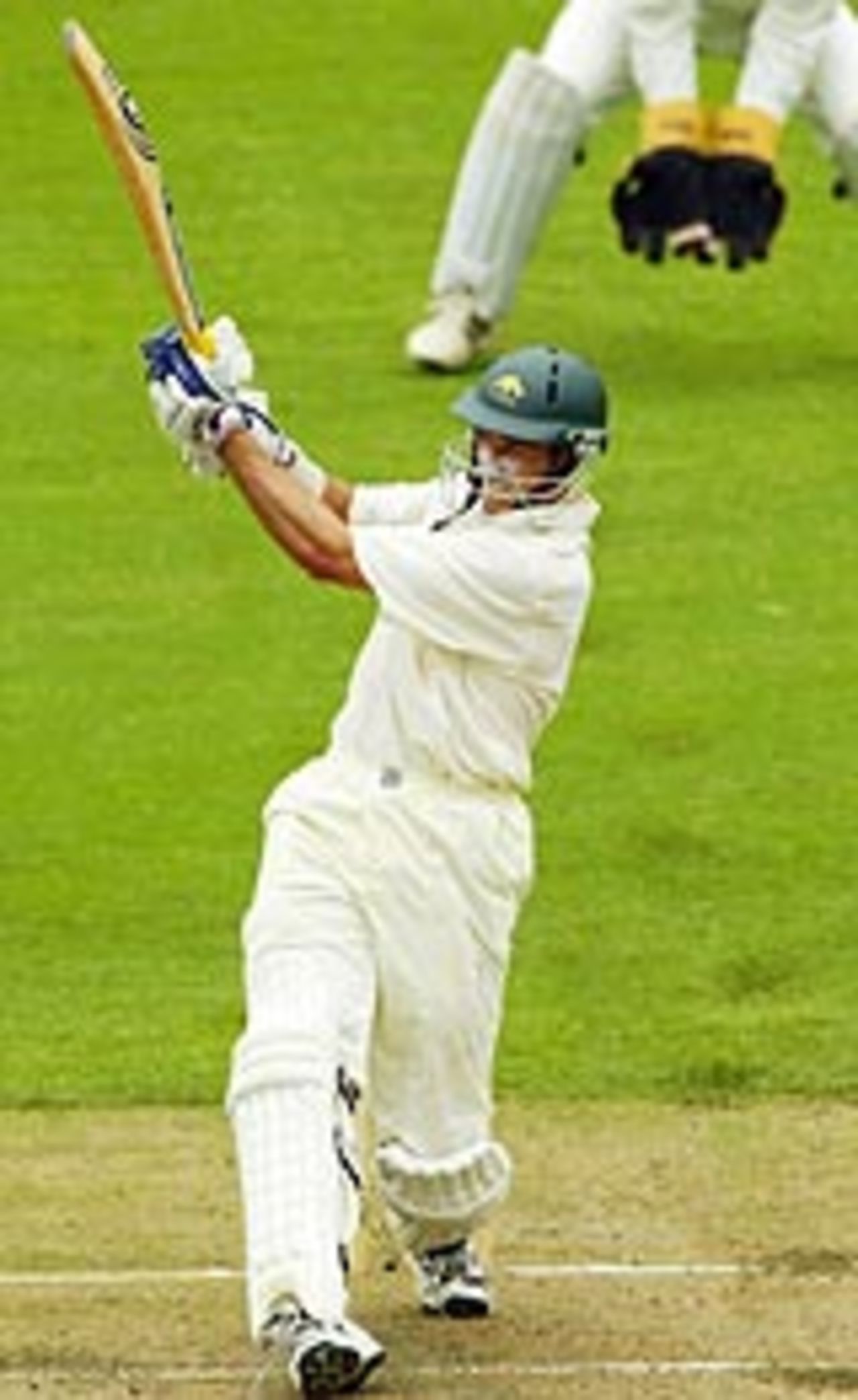 Mike Hussey punishes a loose ball, Australia A v Indians, tour game, Hobart, 1st day, December 19, 2003