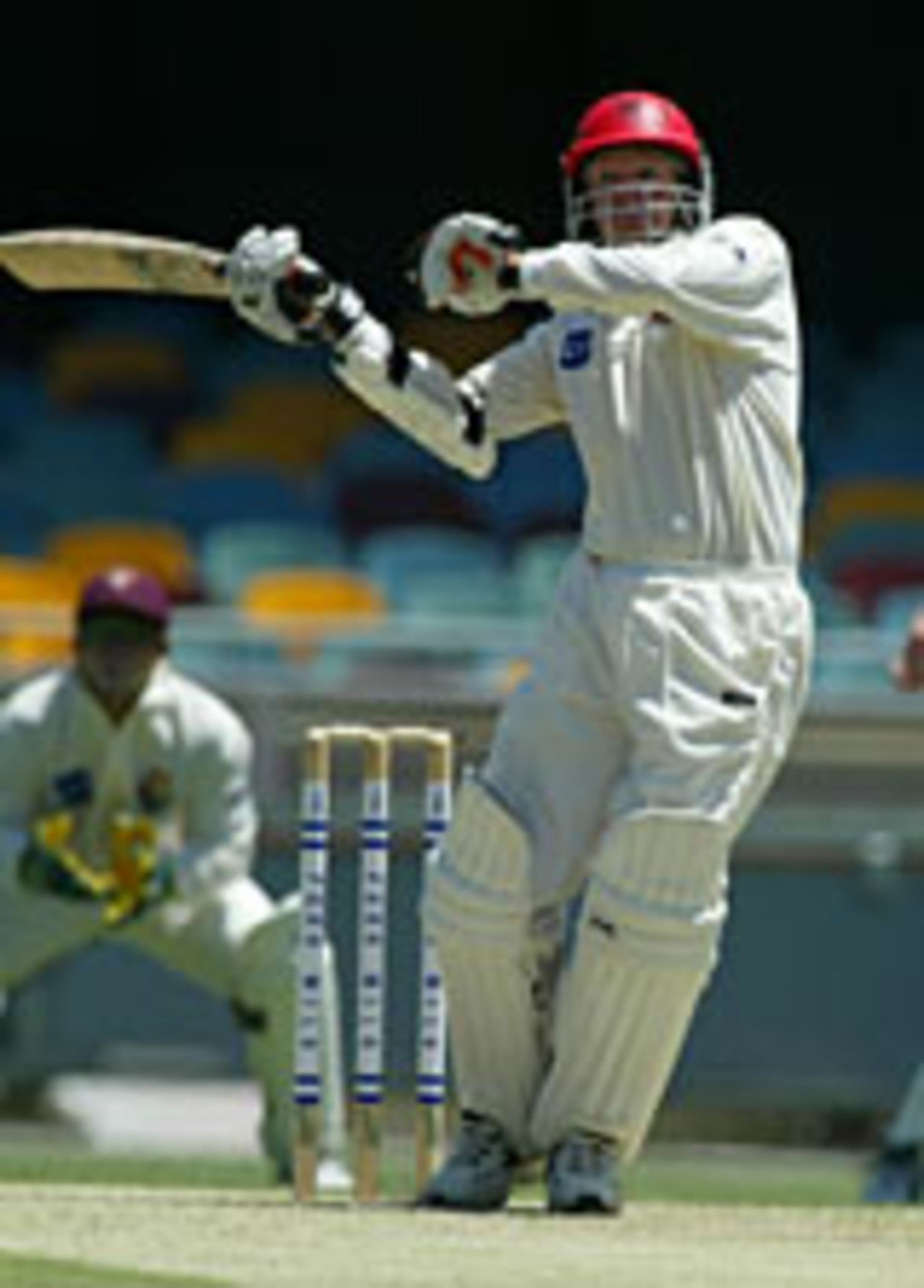 Shane Deitz feels the heat on his way to a top-score 74 , Queensland v South Australia, Sydney, December 19, 2003